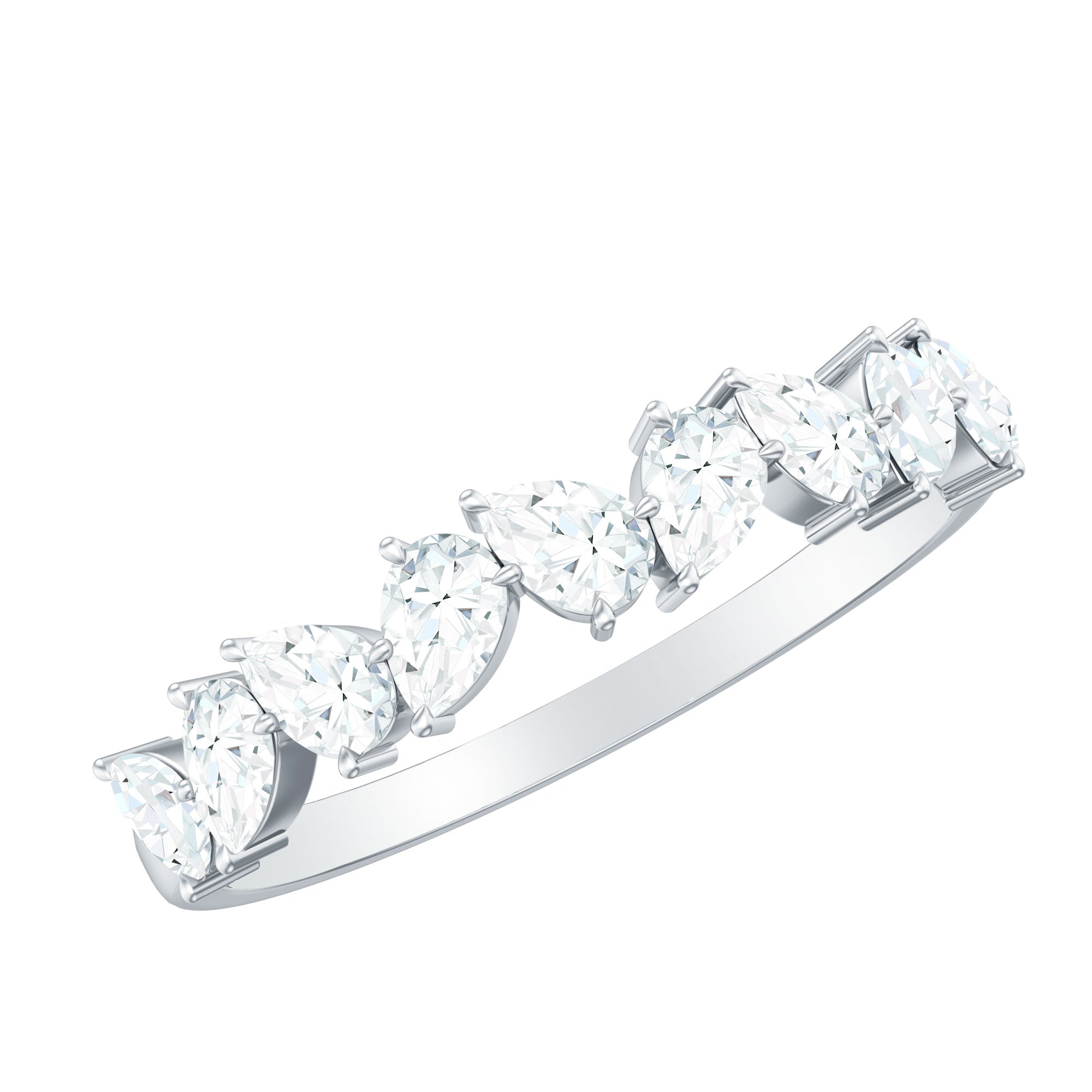 Pear Cut Cubic Zirconia Half Eternity Ring