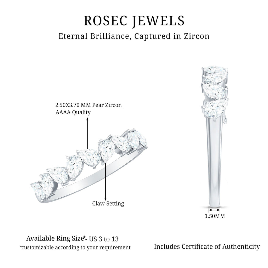 Pear Cut Cubic Zirconia Half Eternity Ring