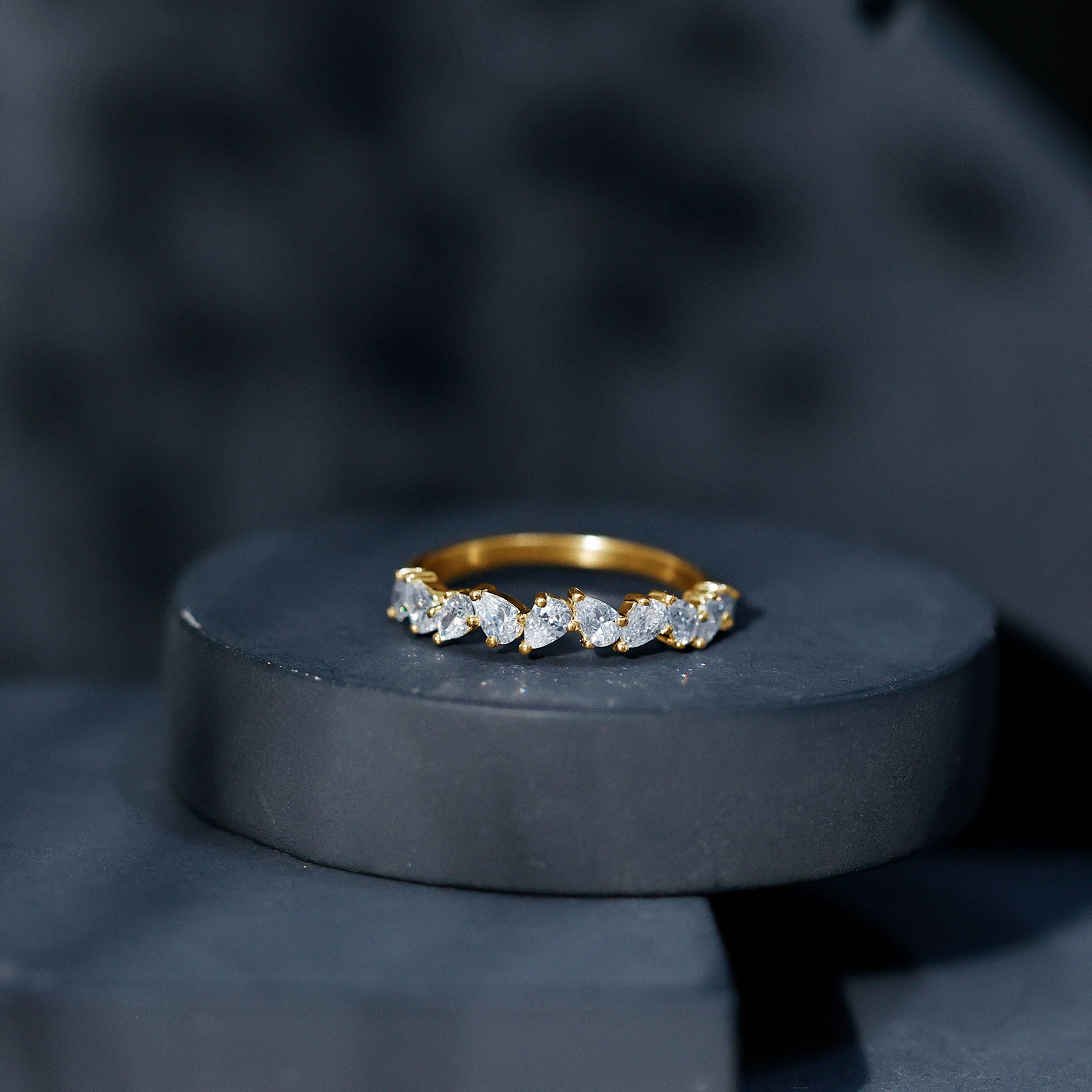 Pear Cut Cubic Zirconia Half Eternity Ring