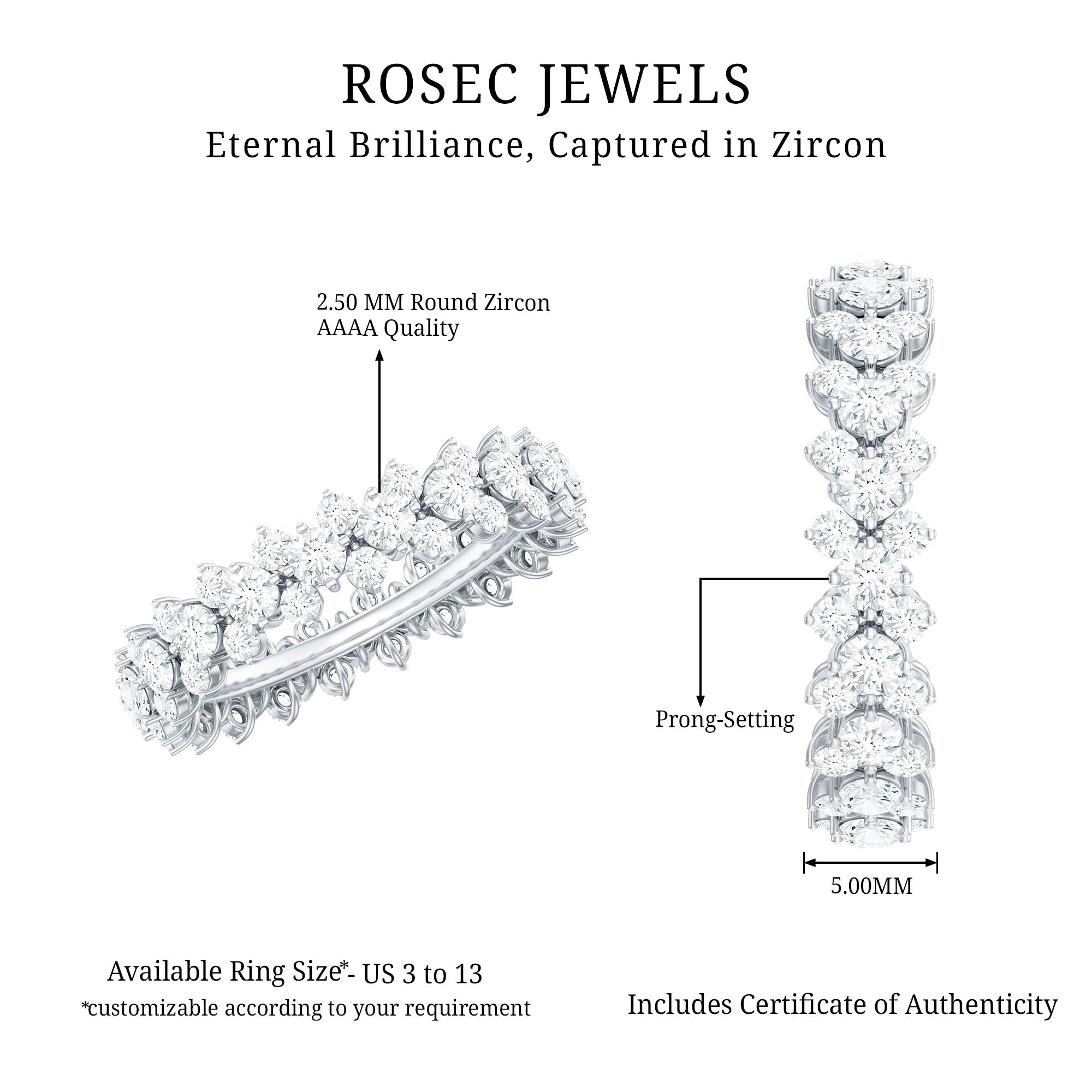 Cubic Zirconia Cluster Eternity Ring in Prong Setting