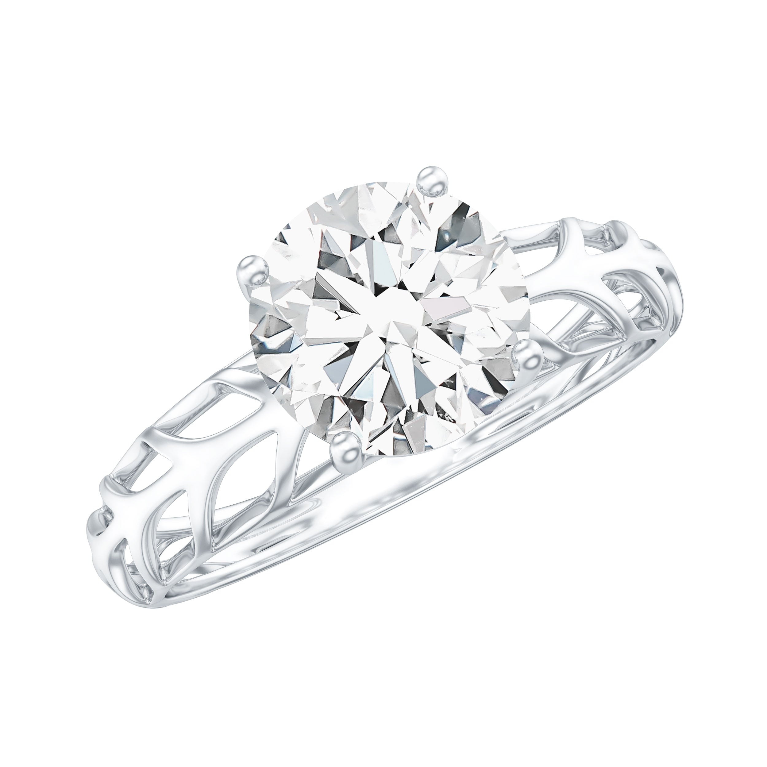7 MM Solitaire Moissanite Engagement Ring with Filigree Band