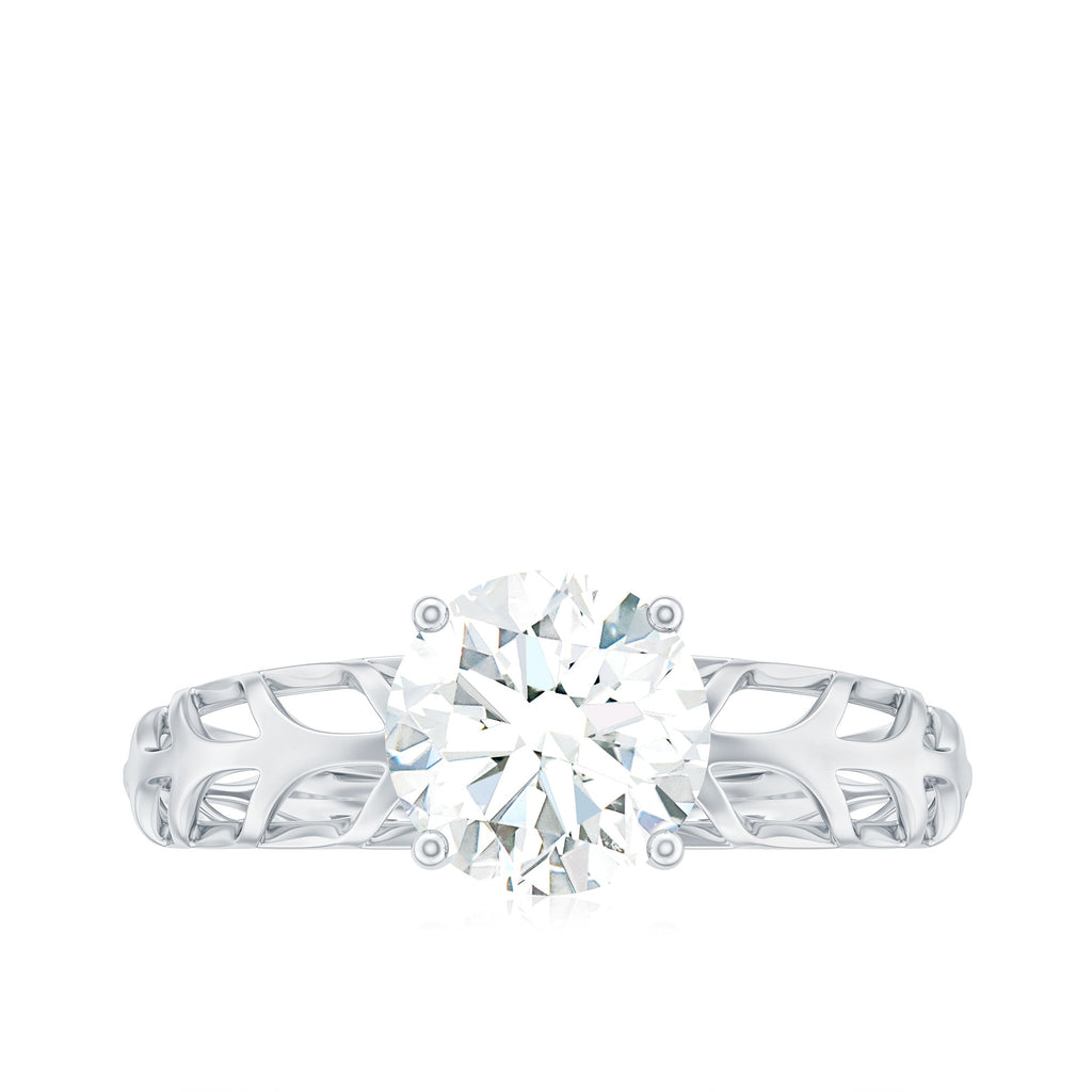 7 MM Solitaire Moissanite Engagement Ring with Filigree Band