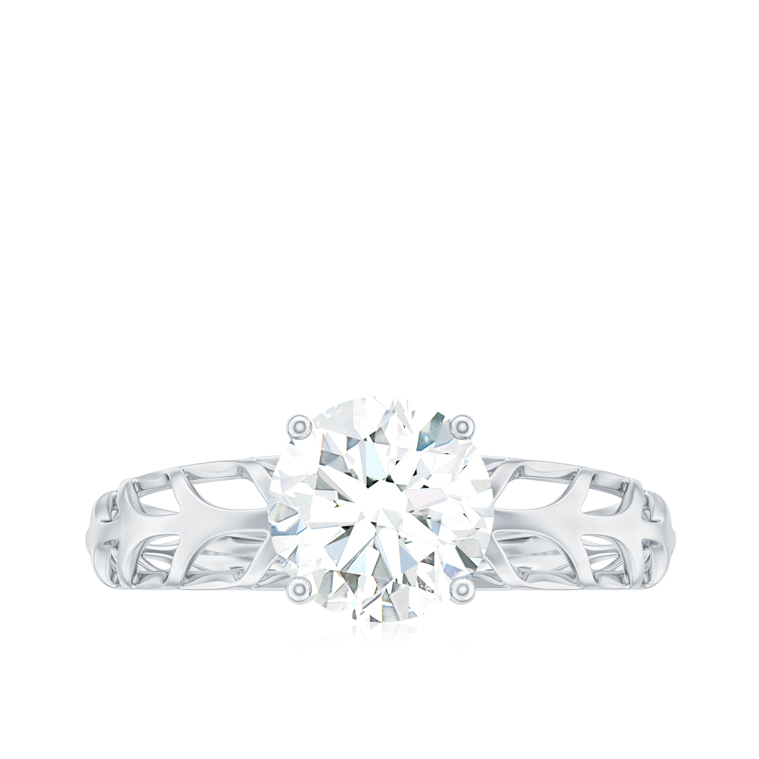 7 MM Solitaire Moissanite Engagement Ring with Filigree Band