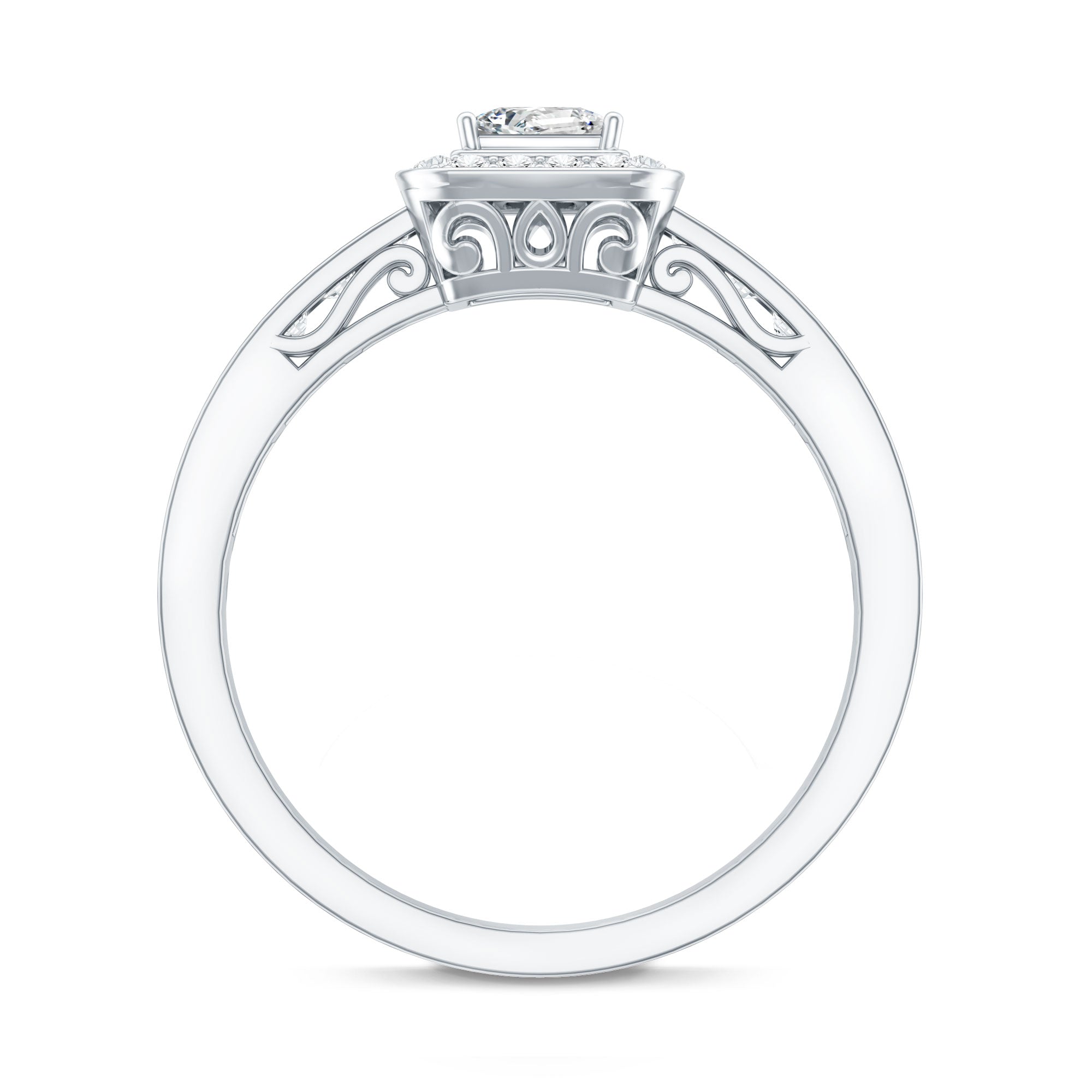 Lab Grown Diamond Princess Cut Engagement Ring with Halo