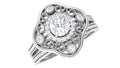 Vintage Looking Diamond Wedding Bridal Ring Set of 2