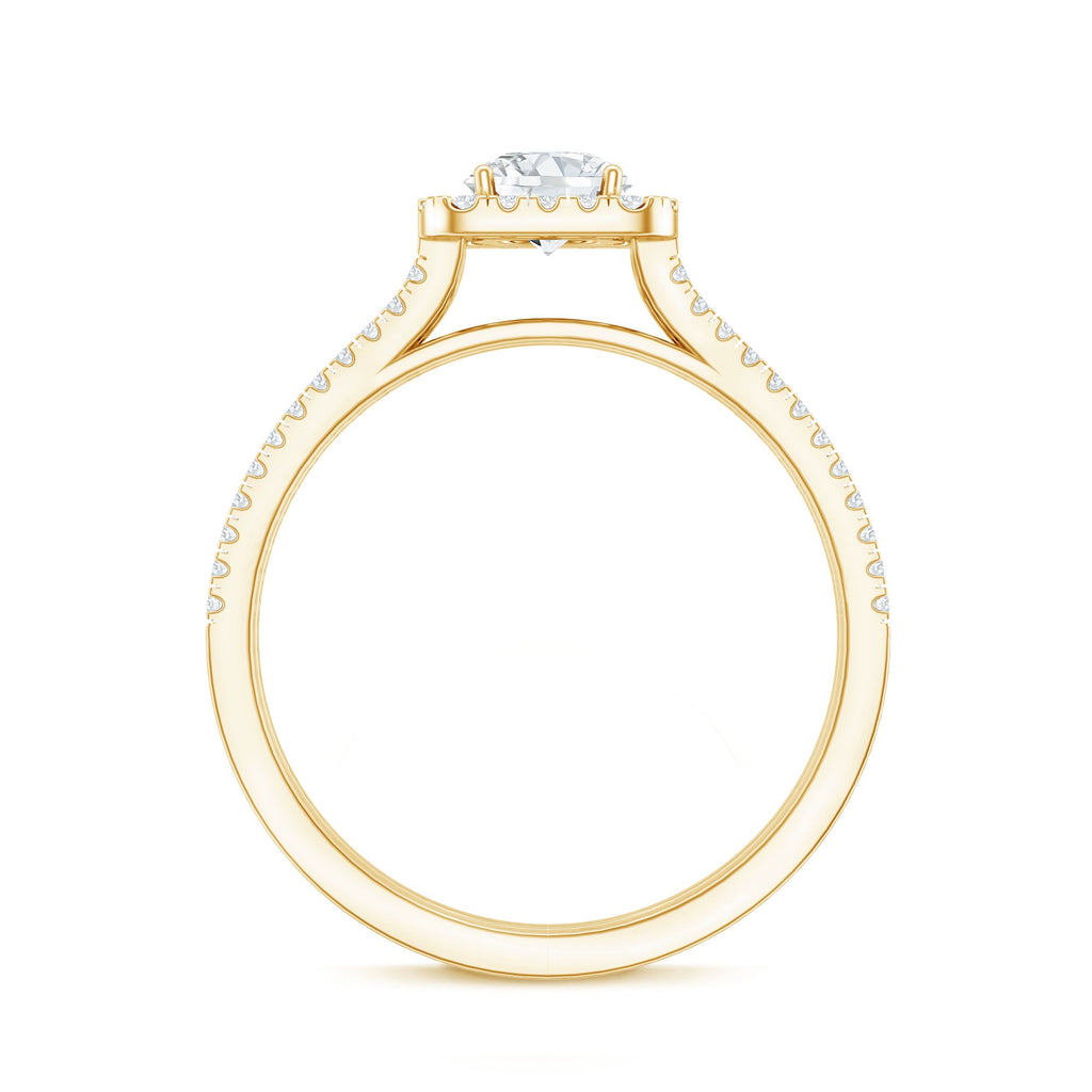 Classic Moissanite Double Band Engagement Ring with Halo