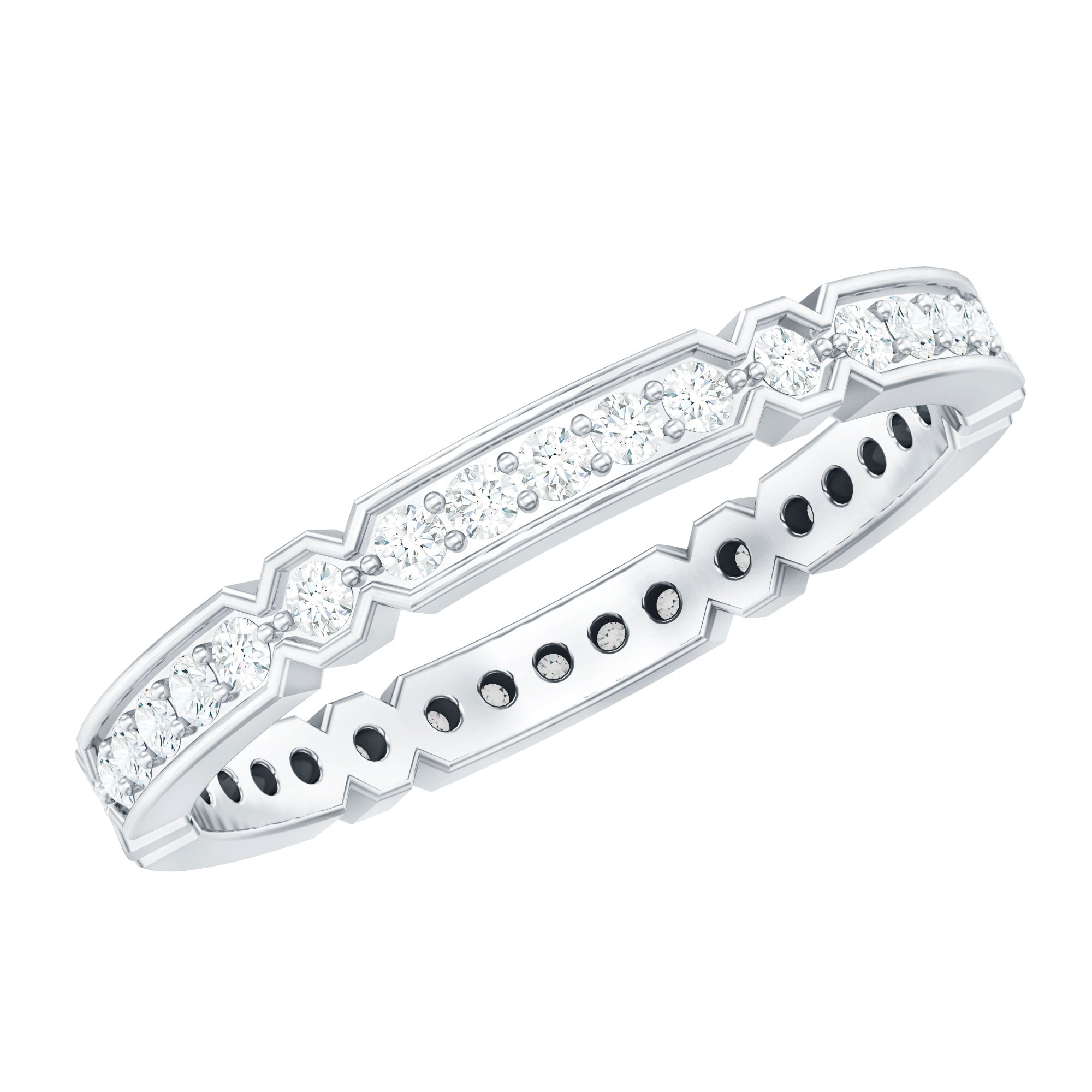 Classic Moissanite Full Eternity Ring in Pin Point Setting