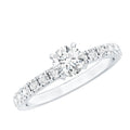 Certified 5 MM Moissanite Traditional Engagement Ring with Side Stones