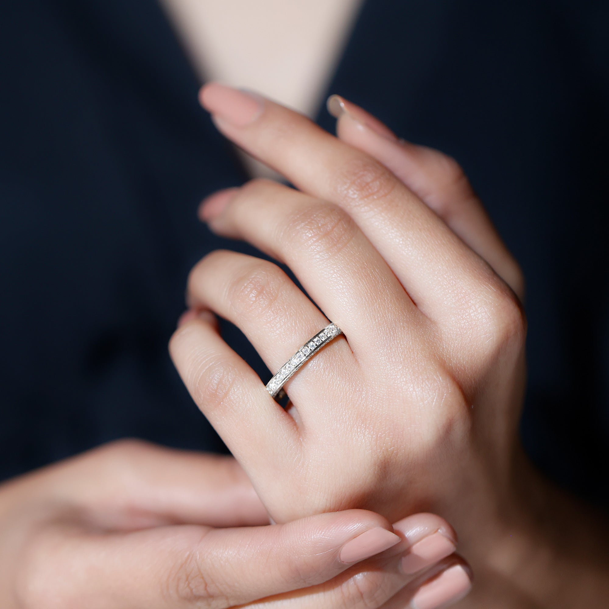 Surface Prong Set Moissanite Half Eternity Ring