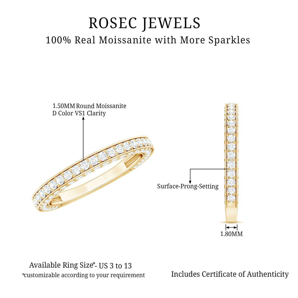 Surface Prong Set Moissanite Half Eternity Ring