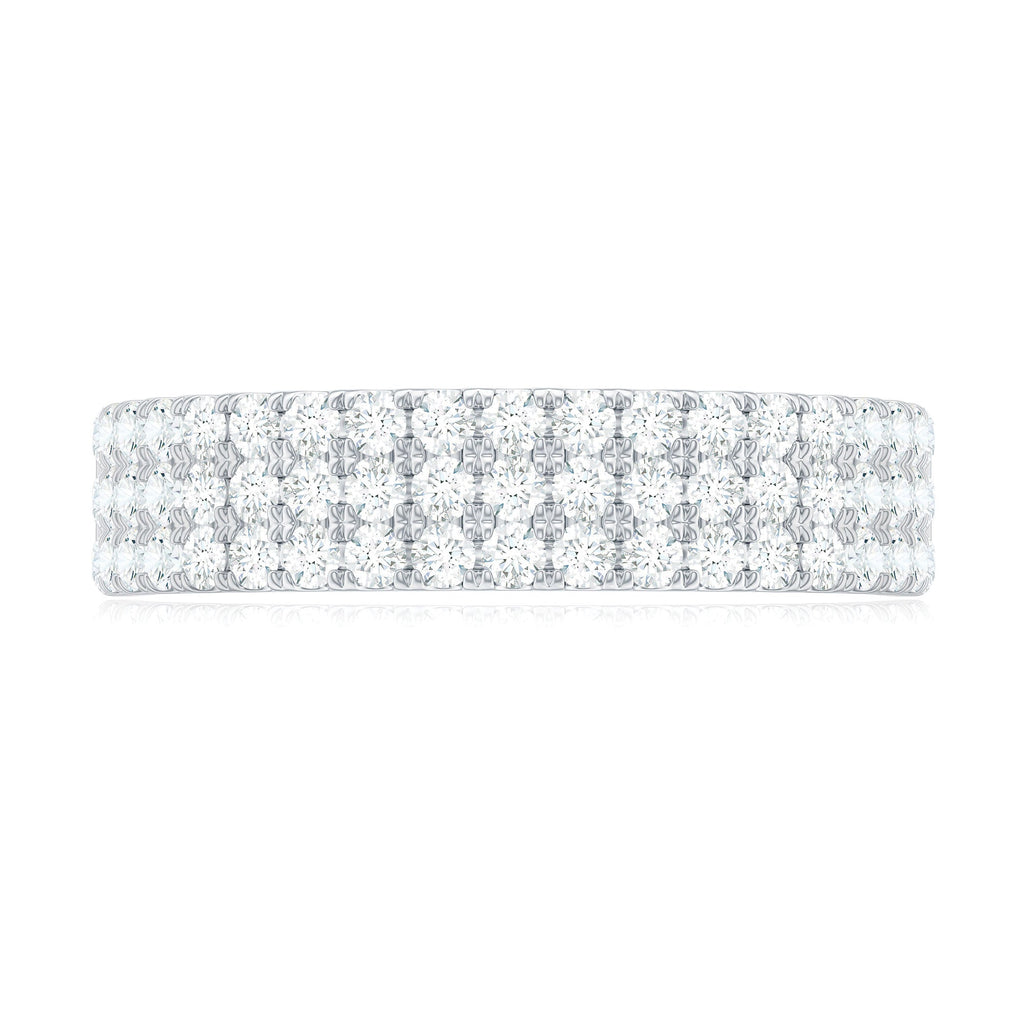 Three Row Moissanite Half Eternity Band Ring