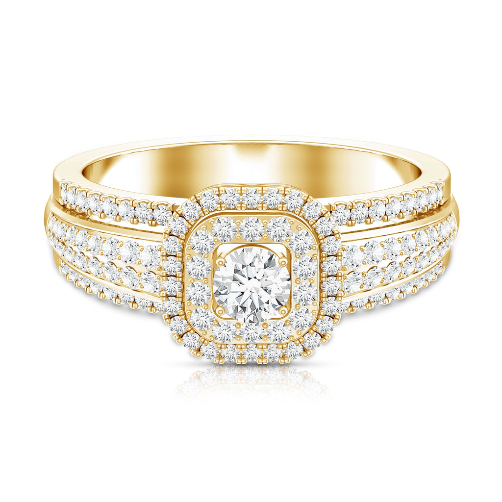 Lab Grown Diamond Retro Engagement Ring with Double Halo