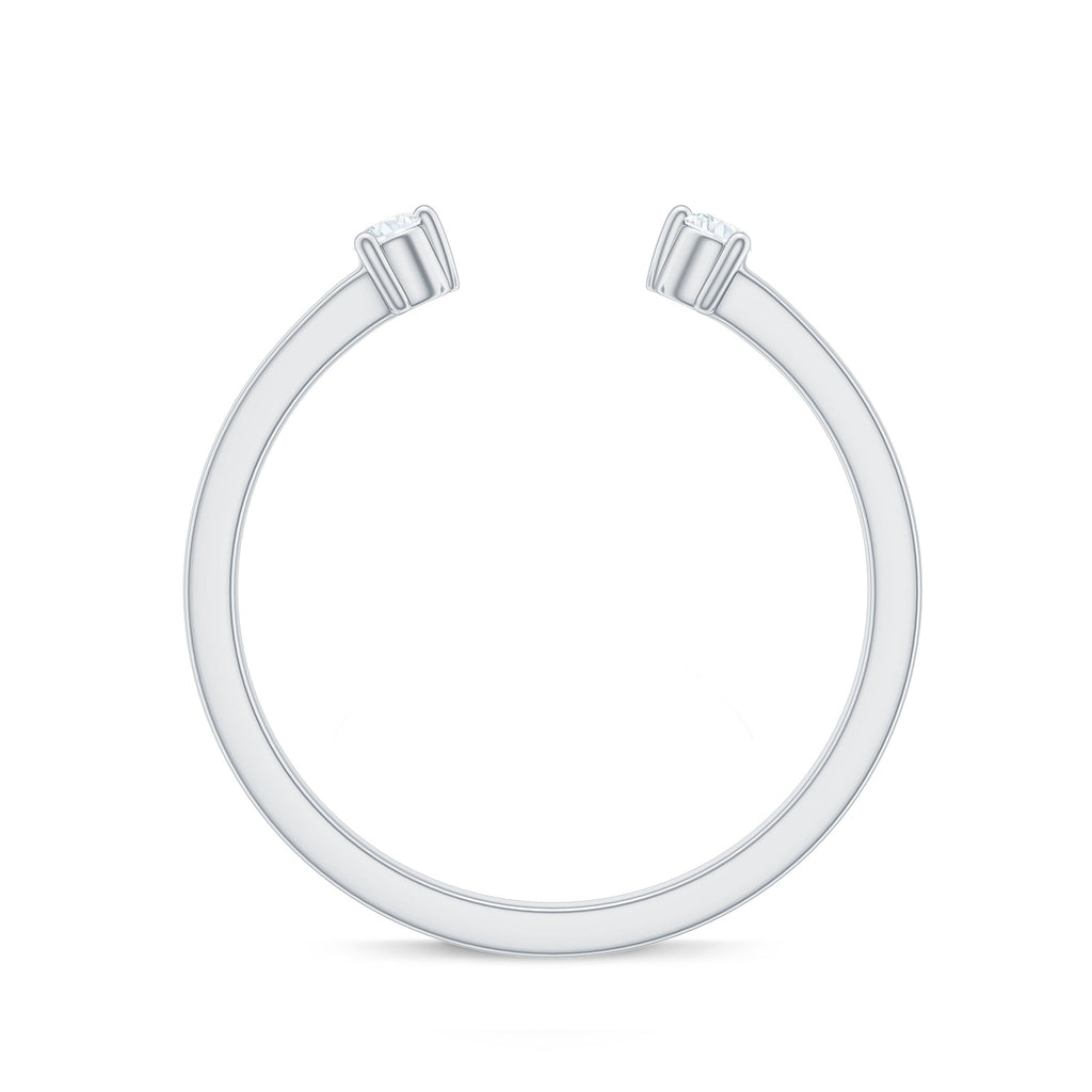 Dainty Diamond Two Stone Open Cuff Ring for Women