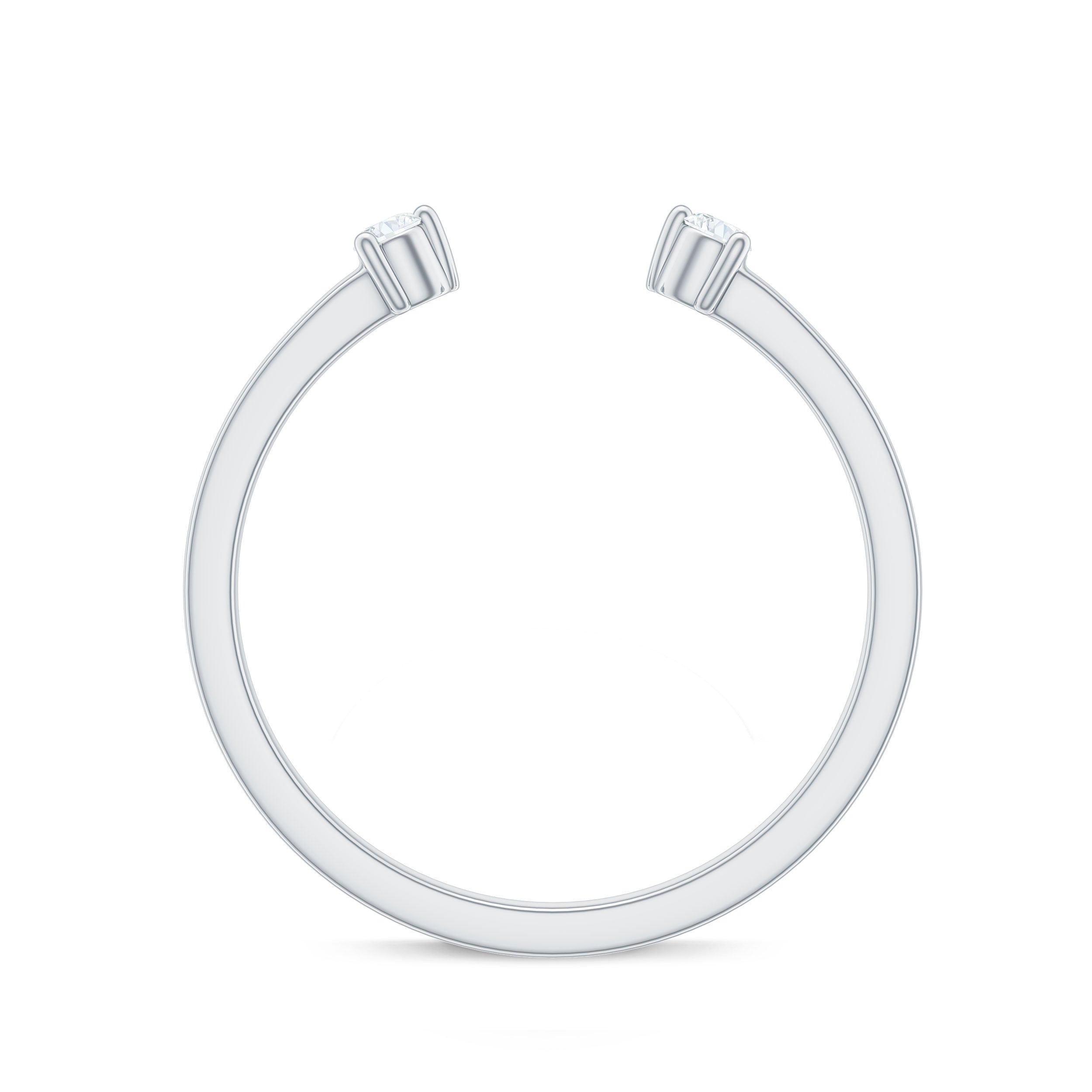 Dainty Diamond Two Stone Open Cuff Ring for Women