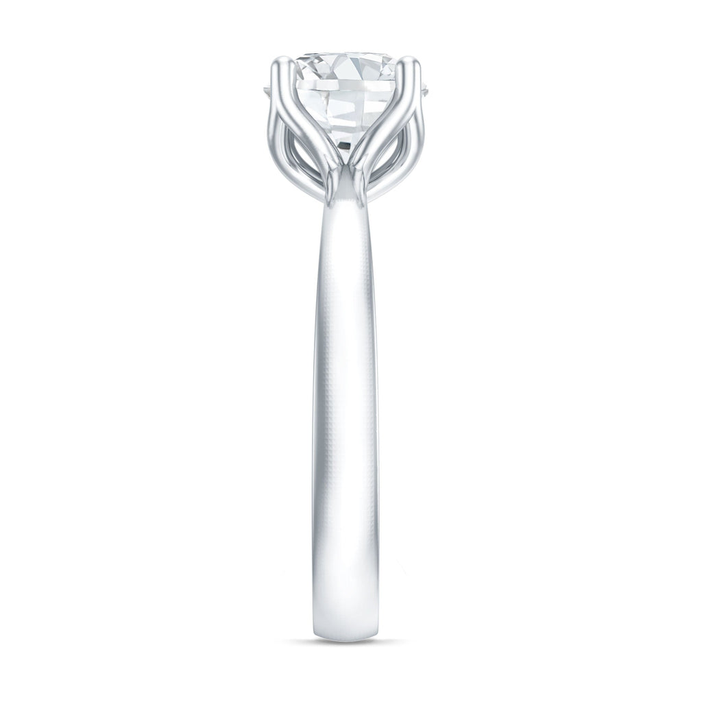 Petal Prong Set Round Moissanite Solitaire Engagement Ring