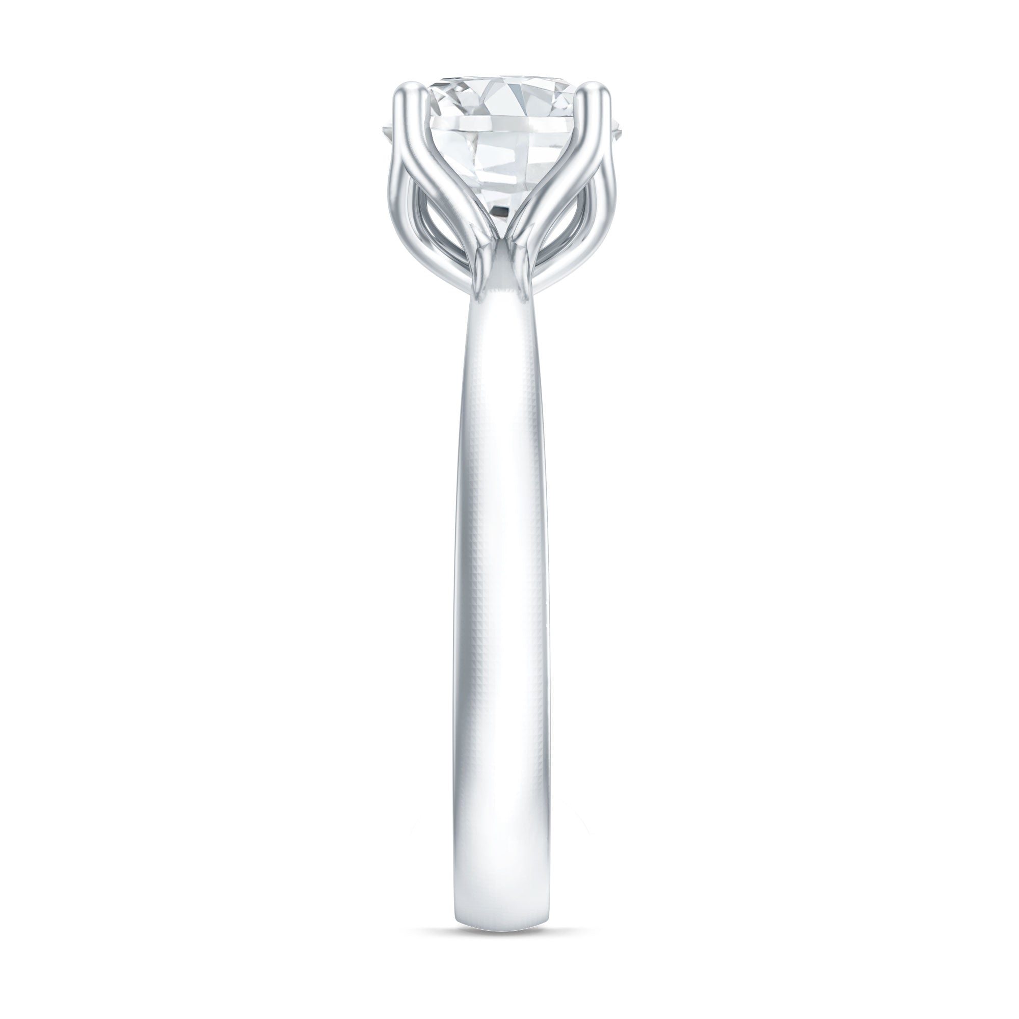 Petal Prong Set Round Moissanite Solitaire Engagement Ring