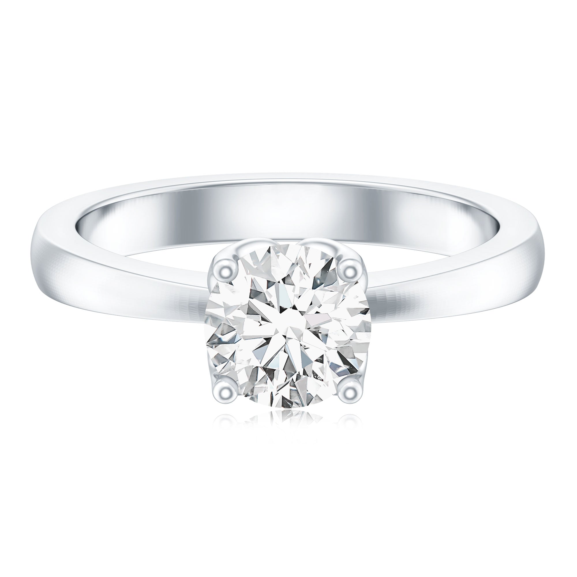 Petal Prong Set Round Moissanite Solitaire Engagement Ring