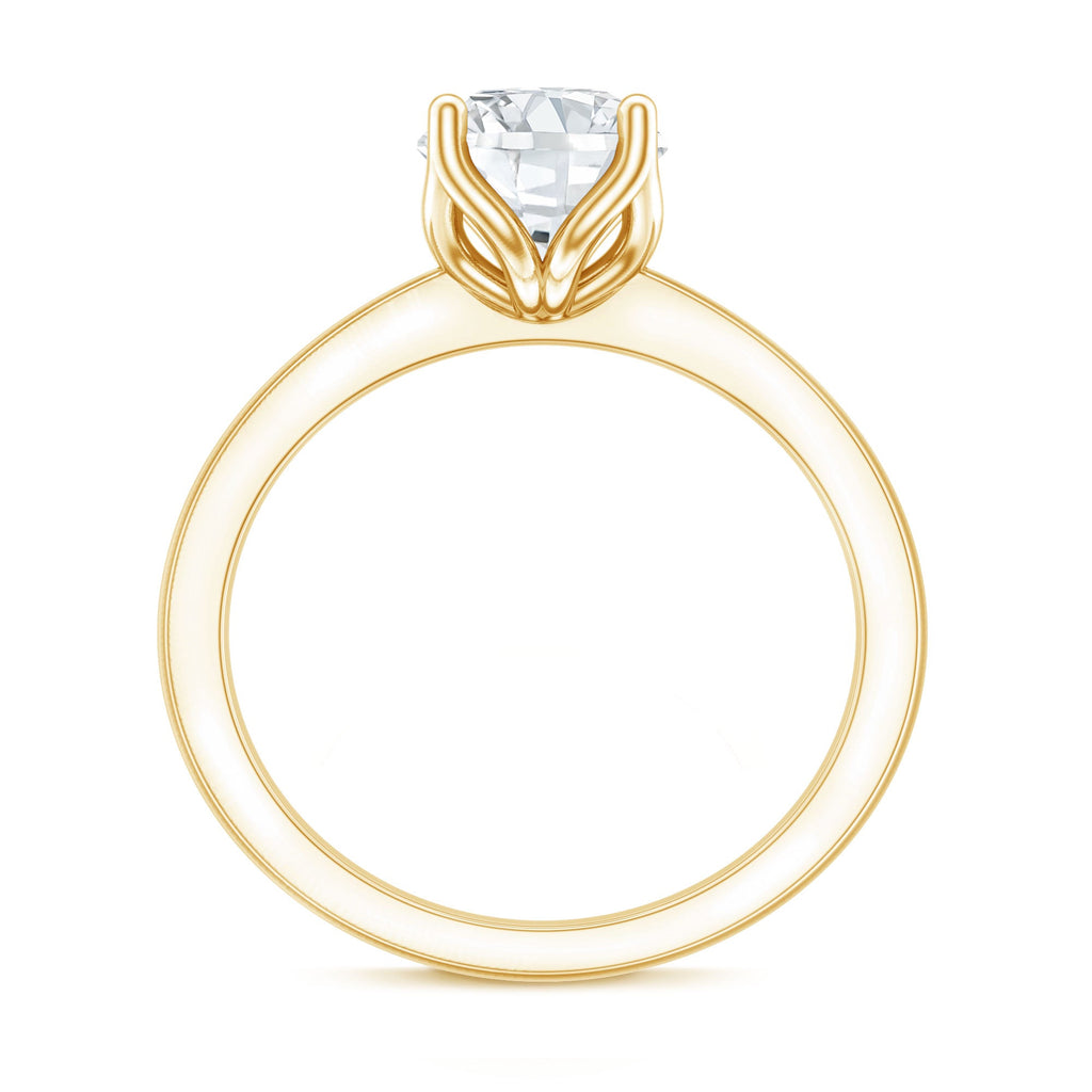 Petal Prong Set Round Moissanite Solitaire Engagement Ring