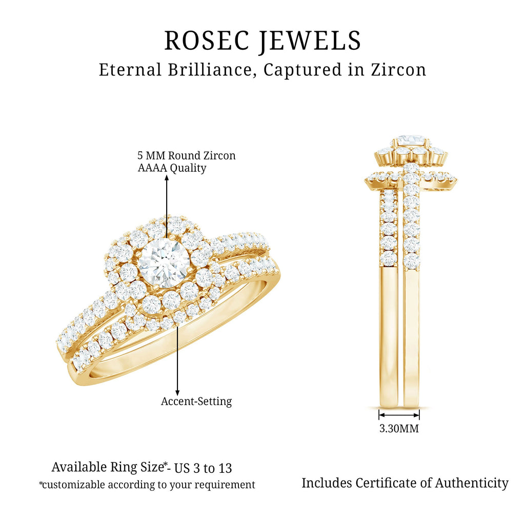0.5 Carat Zircon Statement Wedding Ring Set