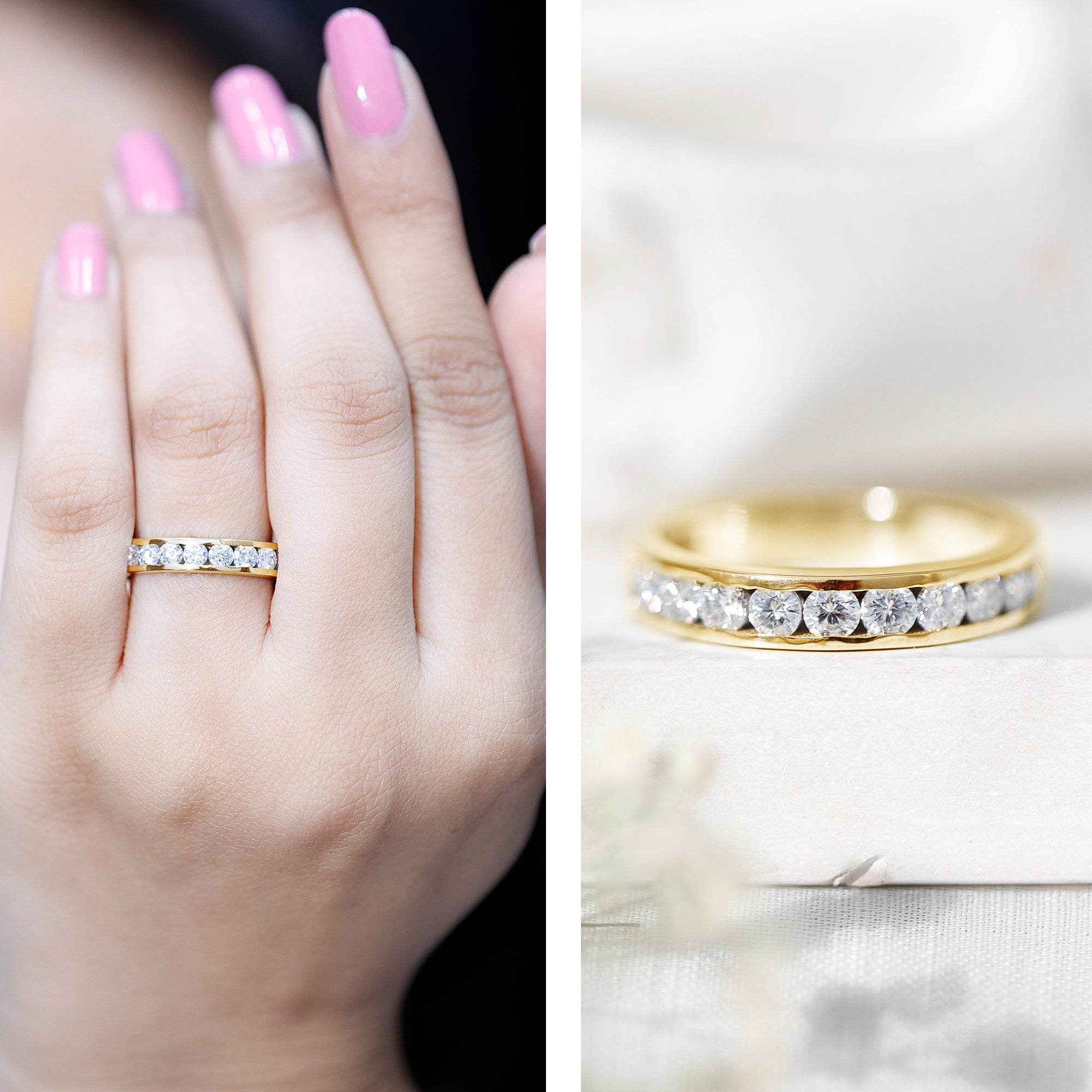 Channel Set Moissanite Half Eternity Band