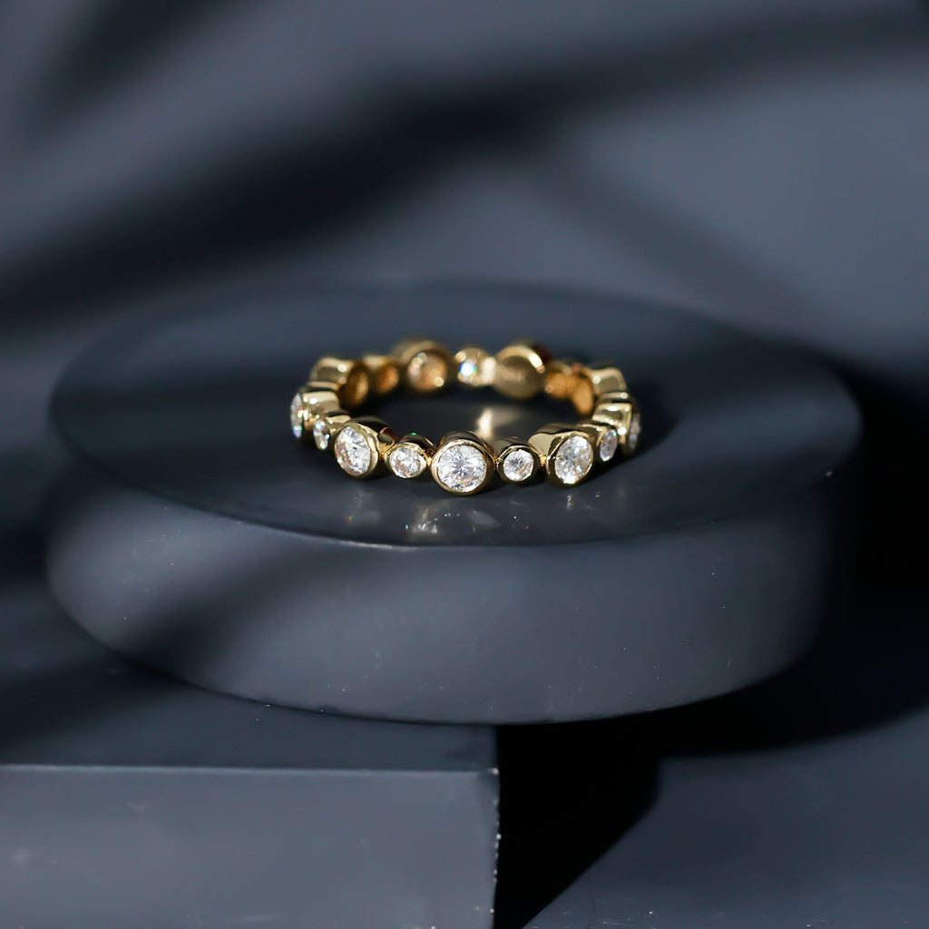 Certified Round Cut Moissanite Eternity Stackable Ring For Her