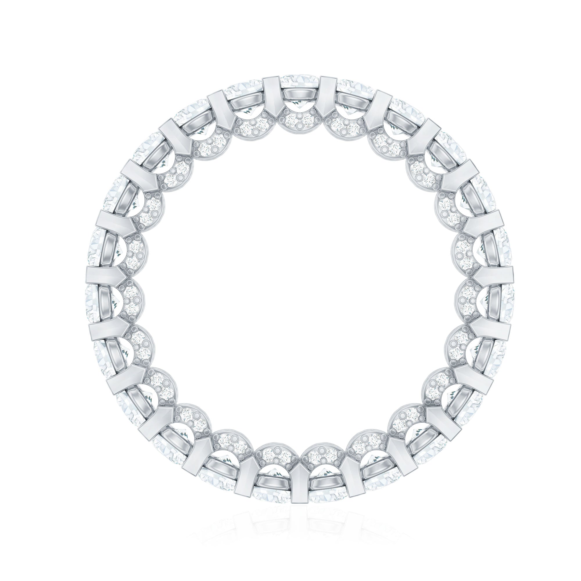 Certified Moissanite Eternity Band Ring in Shared Prong Set