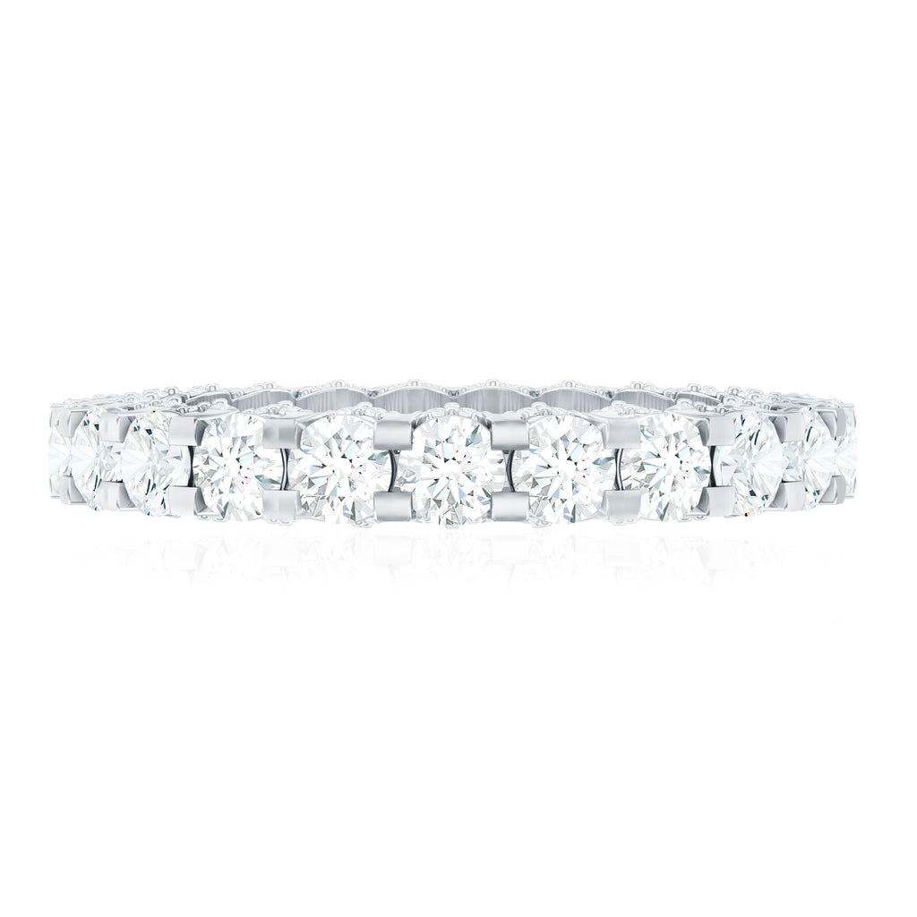 Certified Moissanite Eternity Band Ring in Shared Prong Set