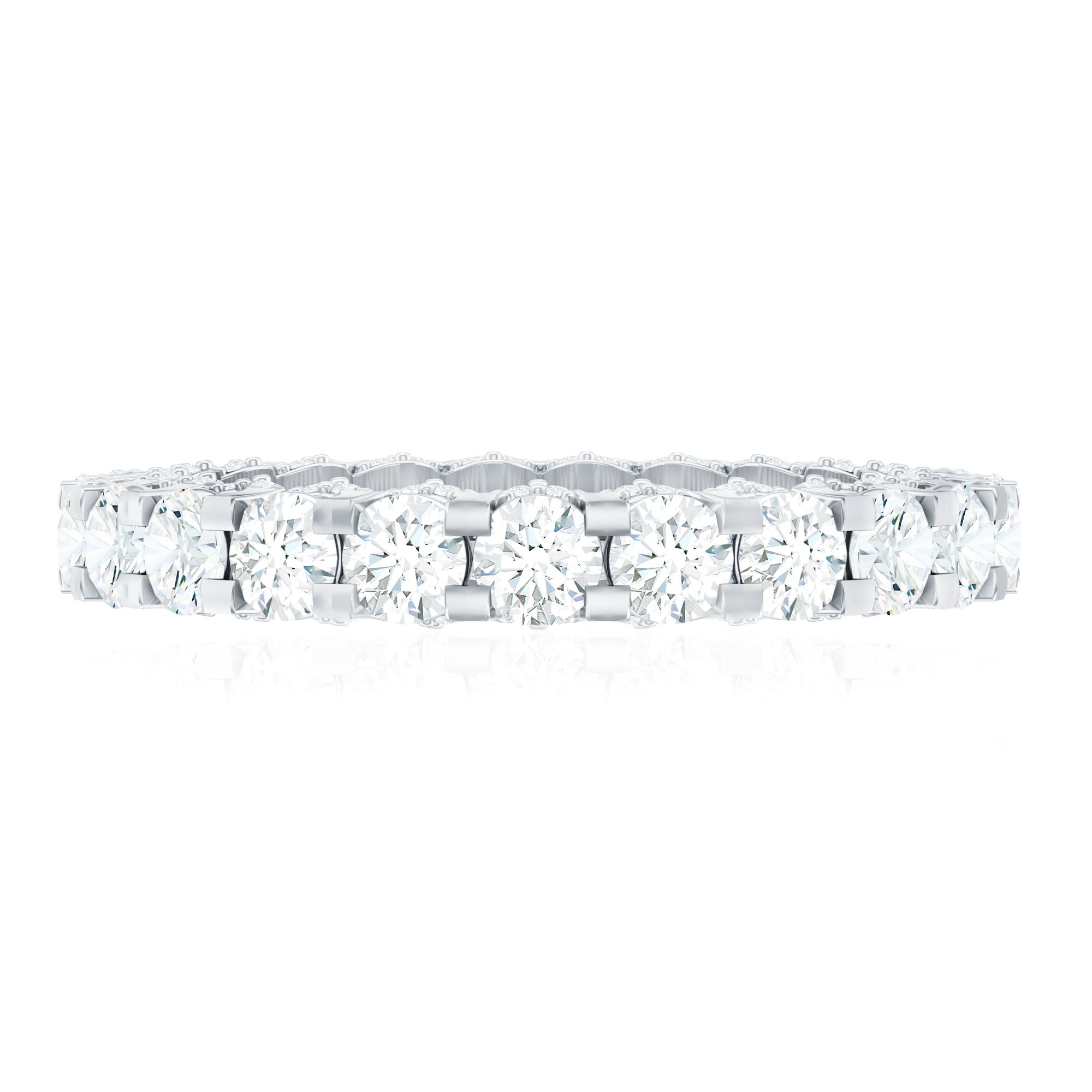 Certified Moissanite Eternity Band Ring in Shared Prong Set
