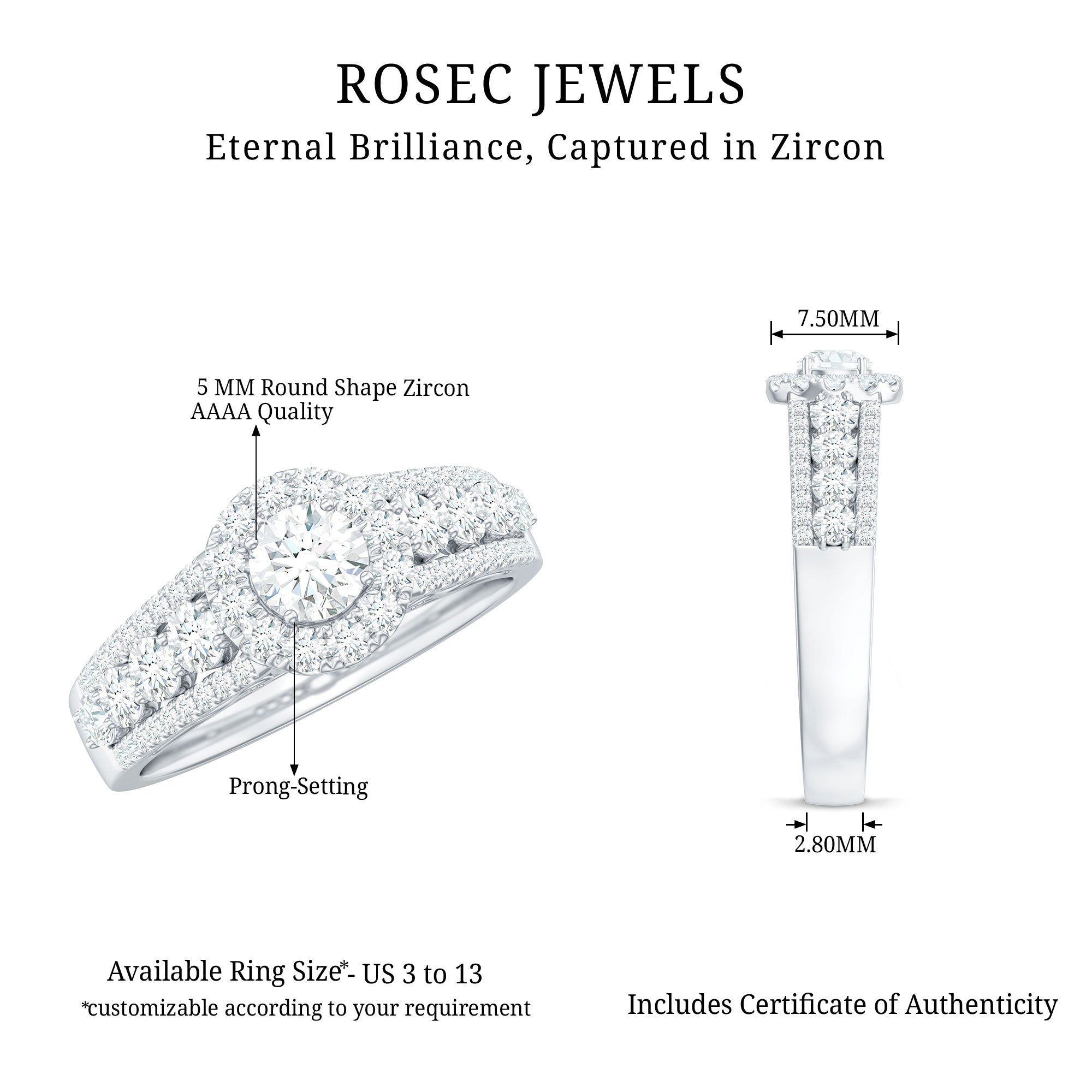 0.5 Carat Zircon Statement Engagement Ring