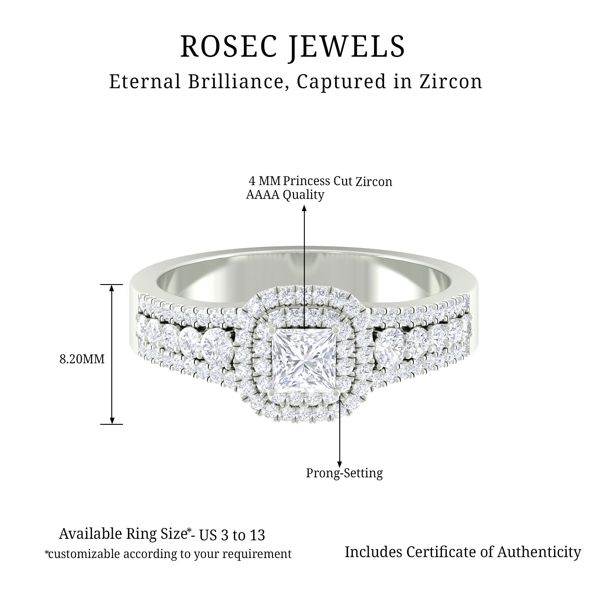 Zircon Double Halo Engagement Ring