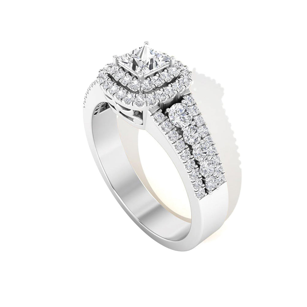 Zircon Double Halo Engagement Ring