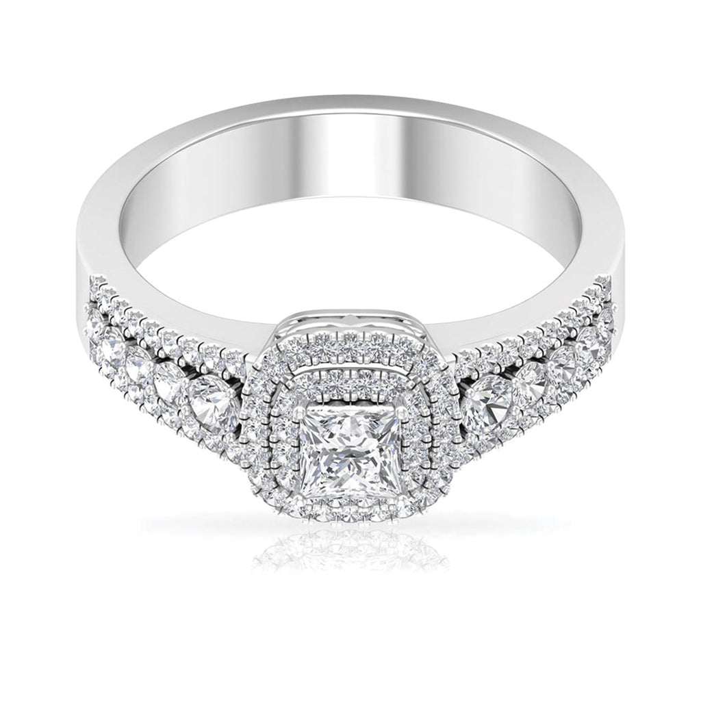 Zircon Double Halo Engagement Ring