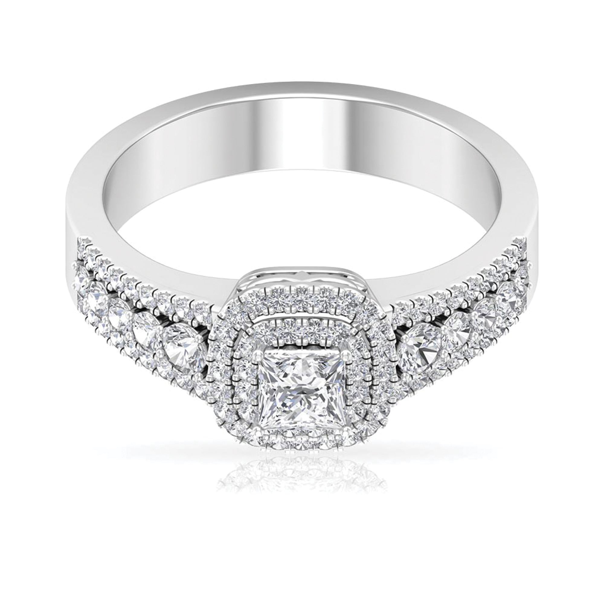 Zircon Double Halo Engagement Ring