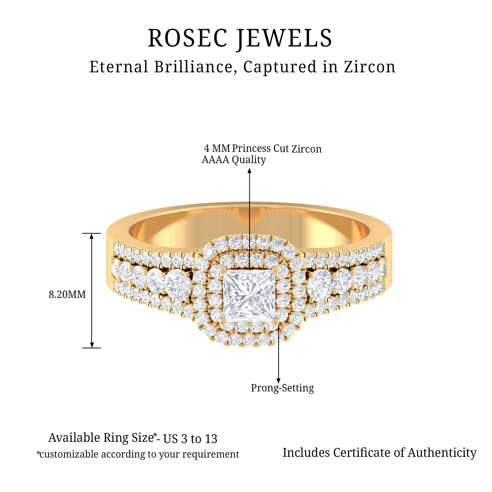 Zircon Double Halo Engagement Ring