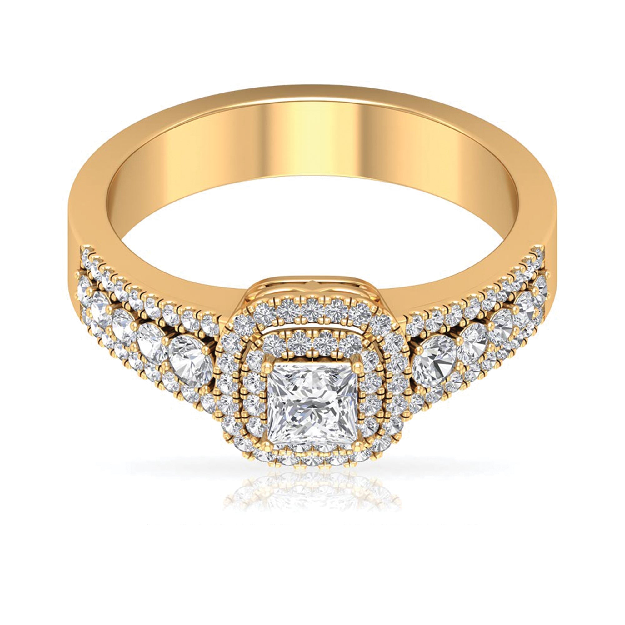 Zircon Double Halo Engagement Ring