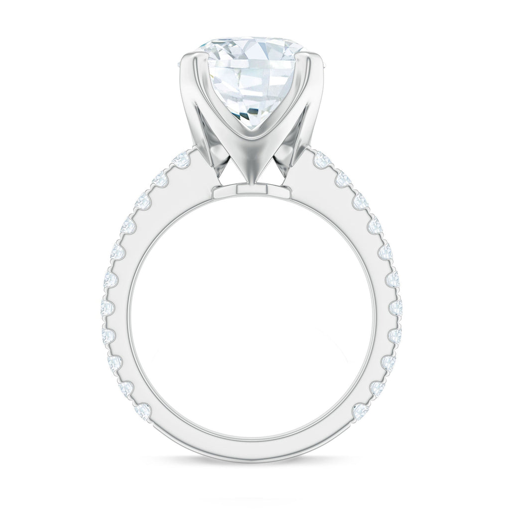 Round 10 MM Moissanite Solitaire Engagement Ring with Side Stones