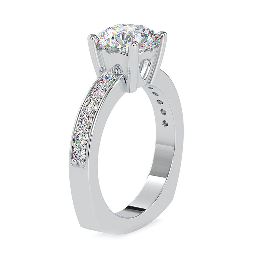 2.50 CT Solitaire Zircon Engagement Ring with Side Stones