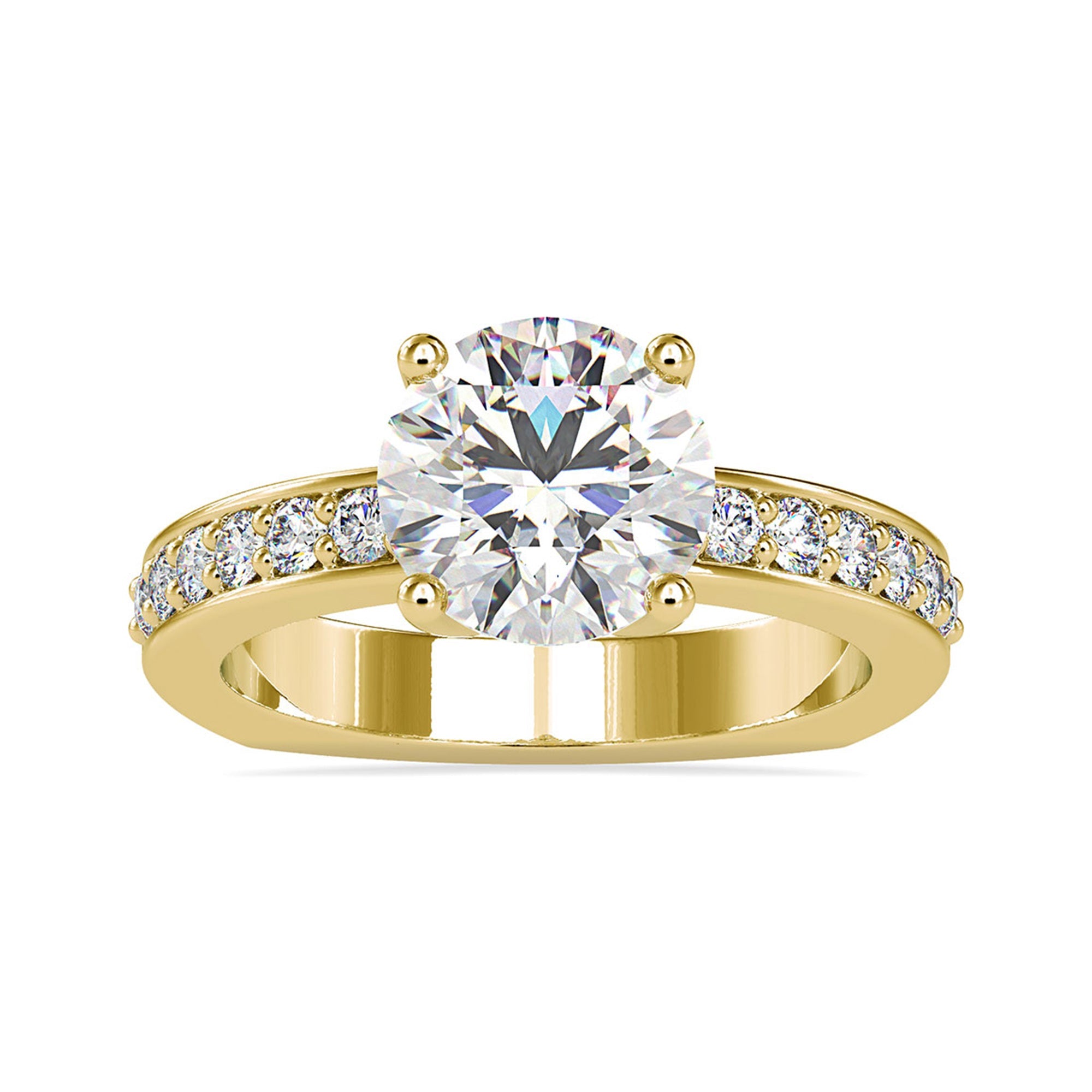 2.50 CT Solitaire Zircon Engagement Ring with Side Stones