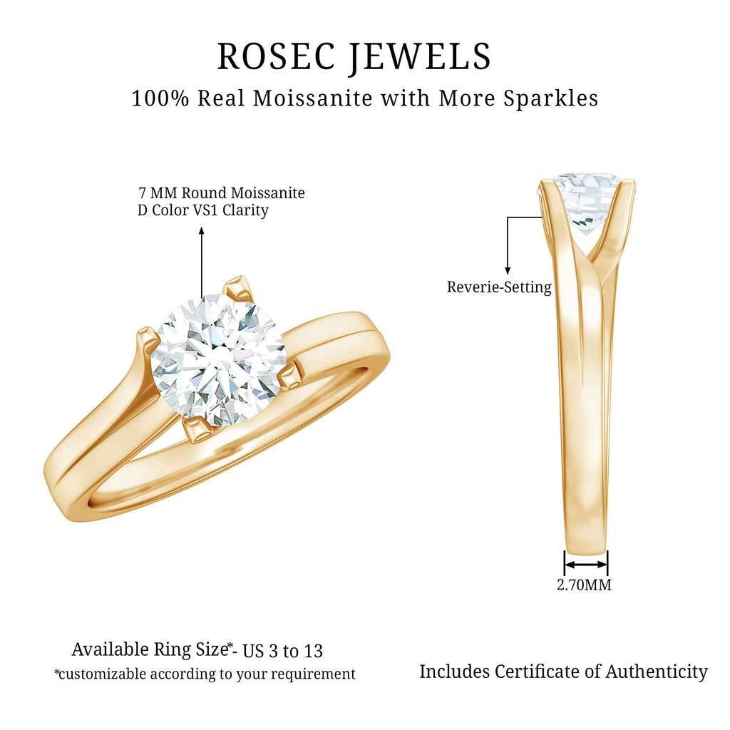 7 MM Round Moissanite Solitaire Engagement Ring in Reverie Setting