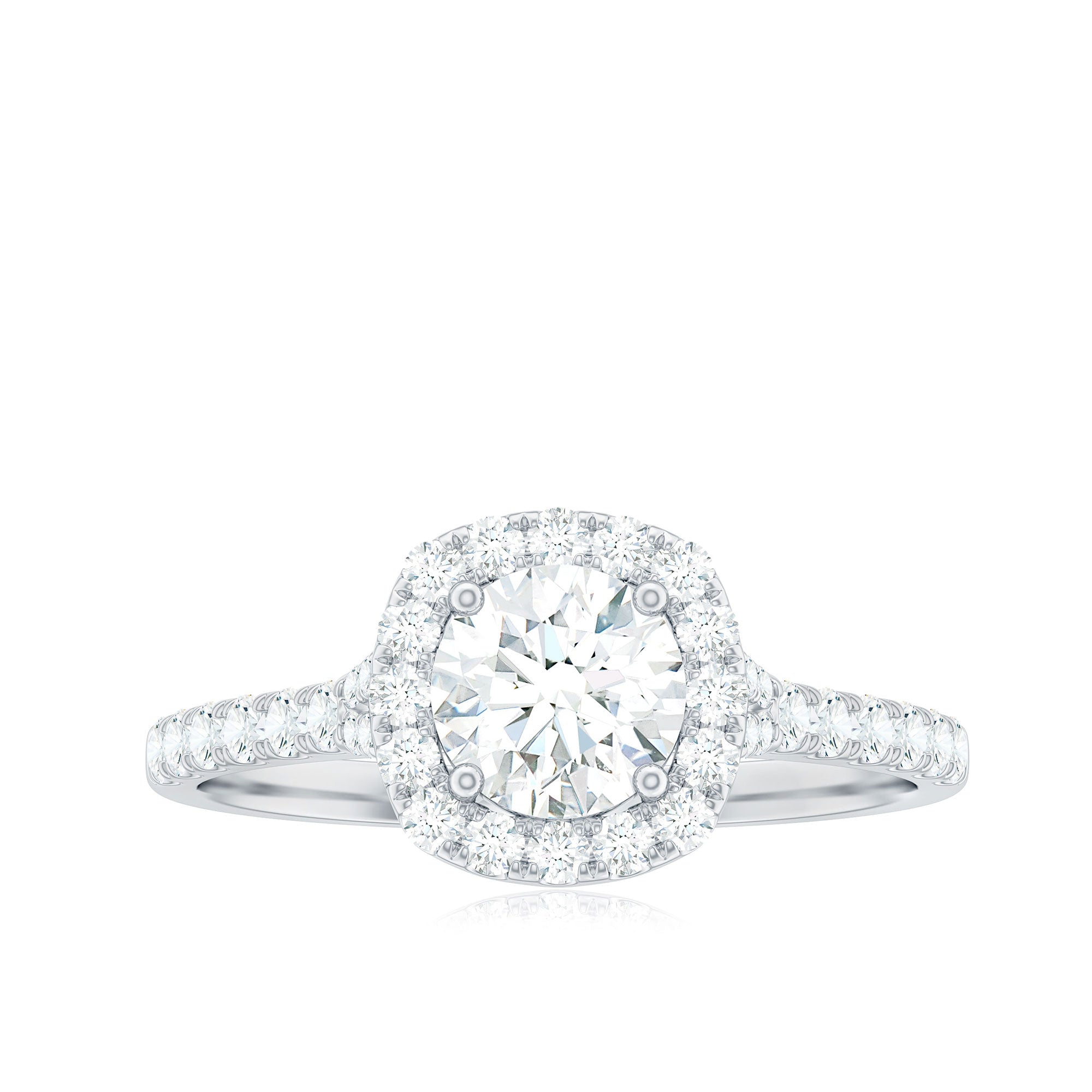 Cubic Zirconia Halo Engagement Ring with Certificate
