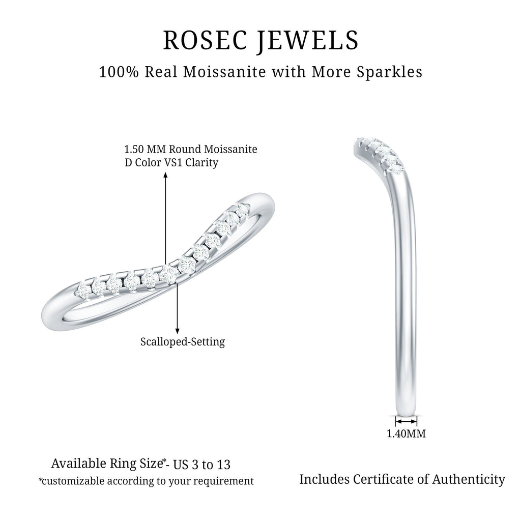 Curved Stackable Ring with Certified Moissanite