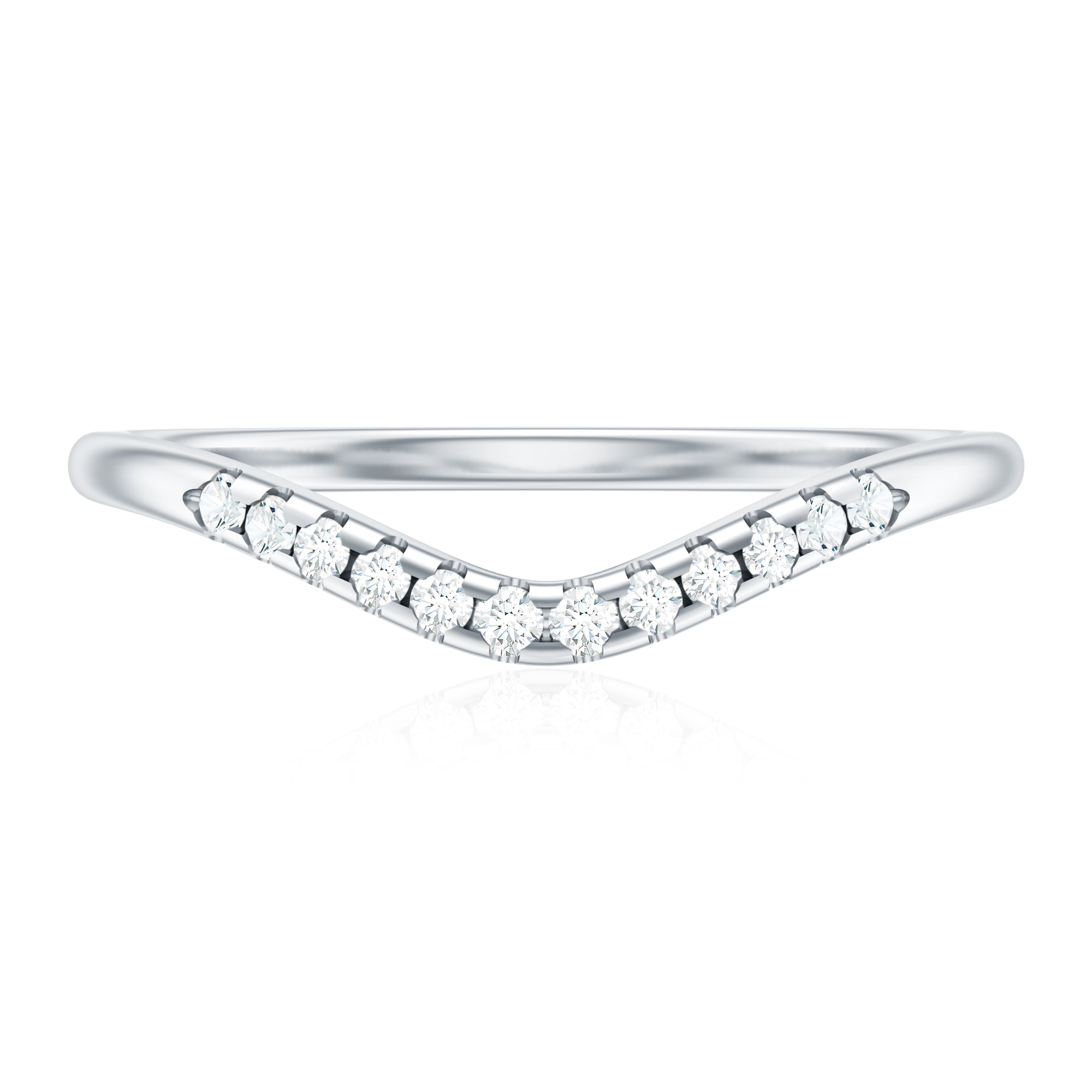 Curved Stackable Ring with Certified Moissanite