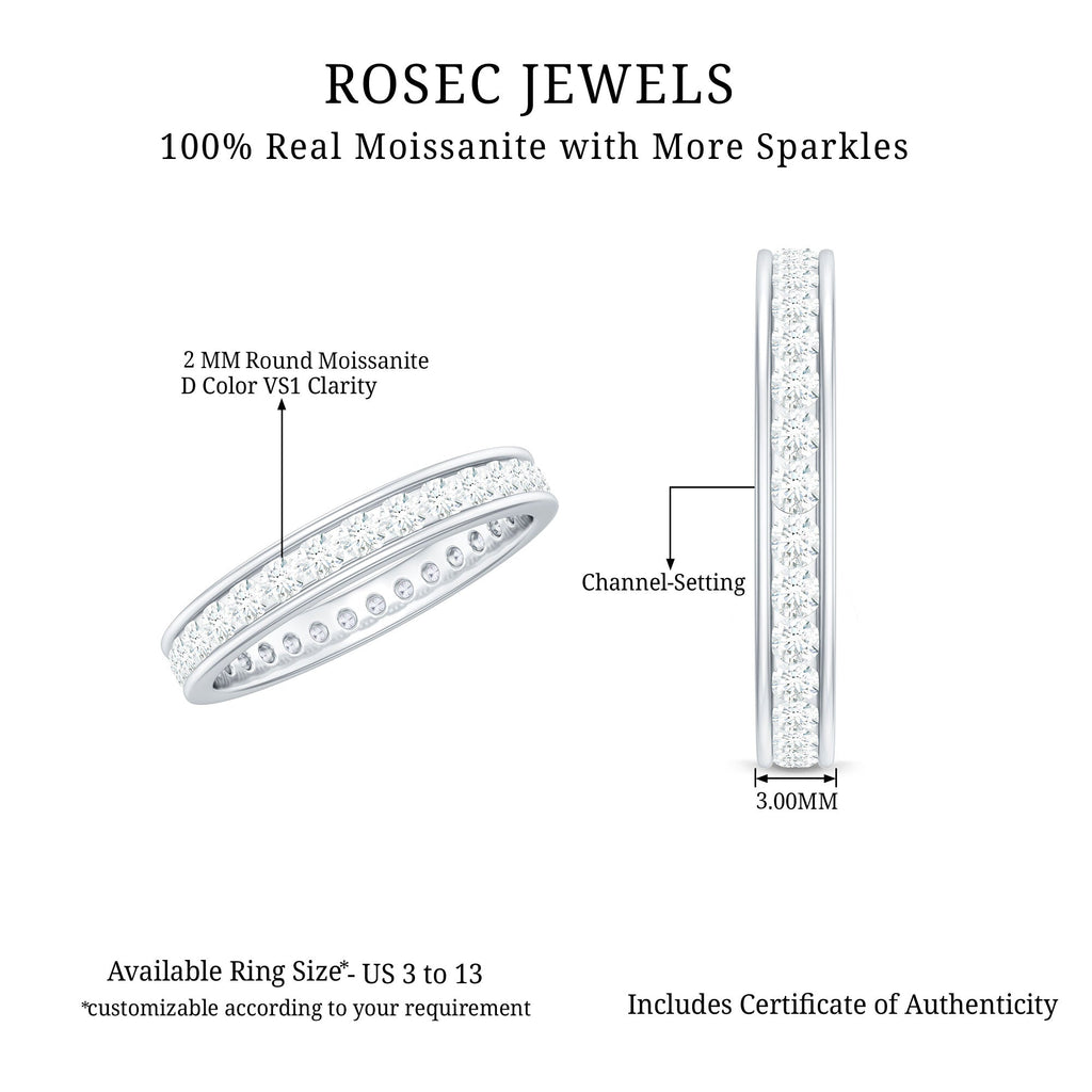 Channel Set Round Moissanite Full Eternity Band Ring