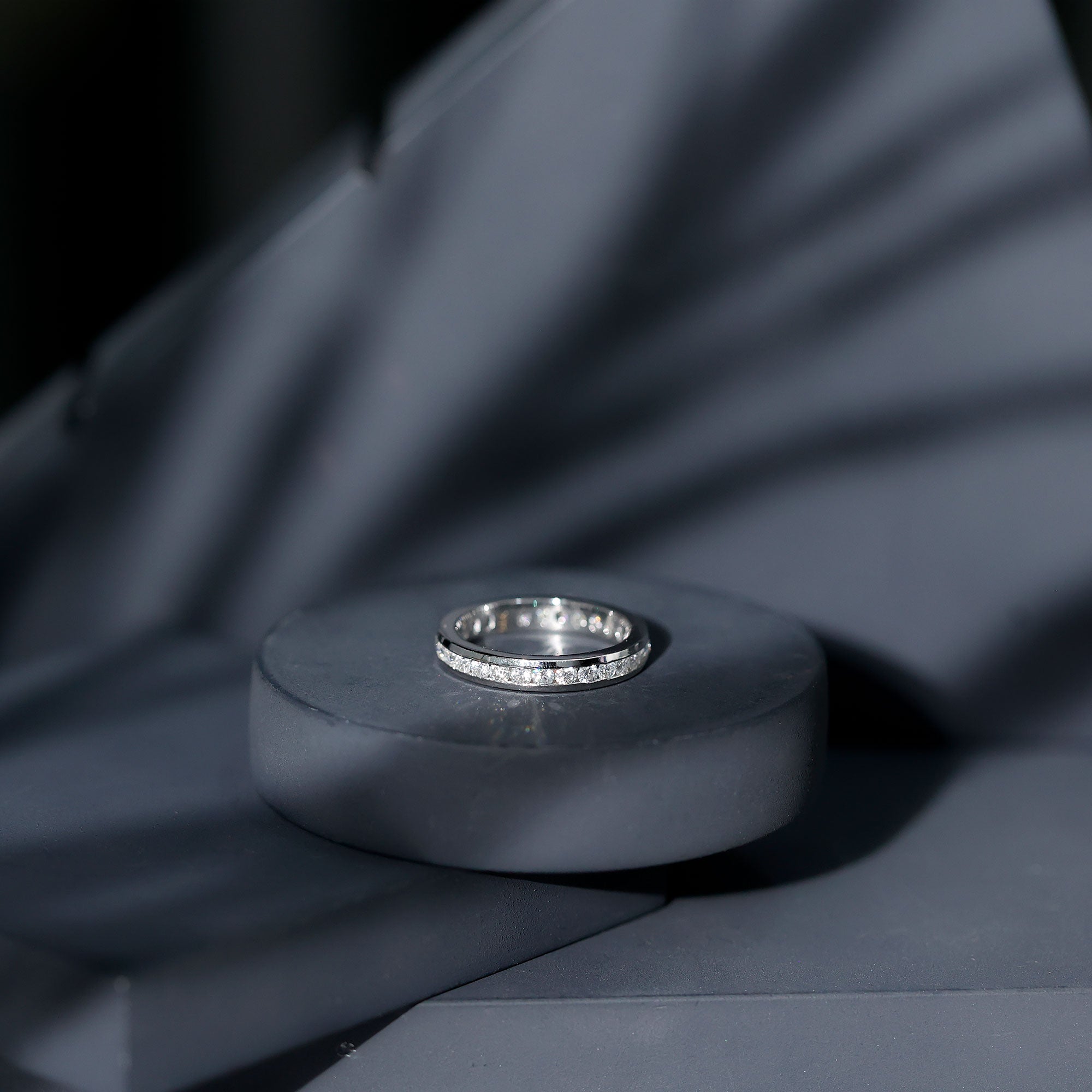 Channel Set Round Moissanite Full Eternity Band Ring