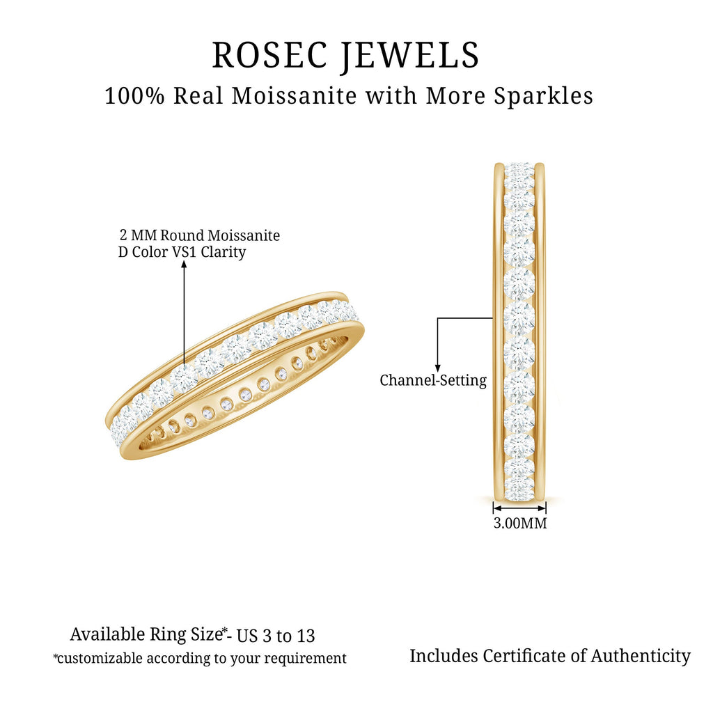 Channel Set Round Moissanite Full Eternity Band Ring