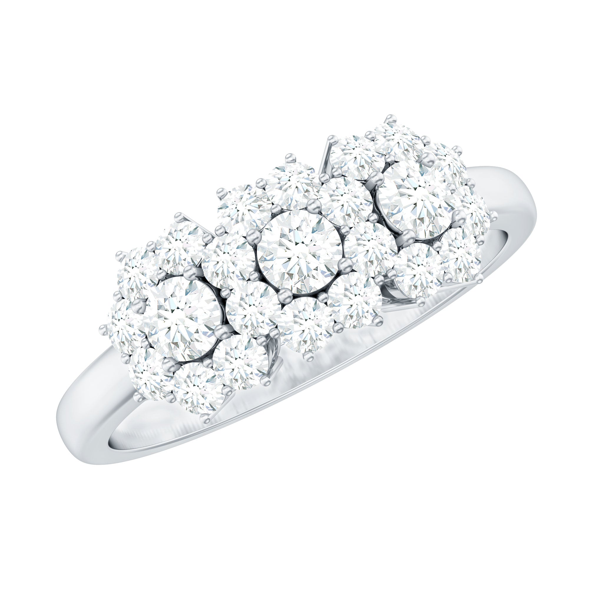Cubic Zirconia Floral Cluster Engagement Ring