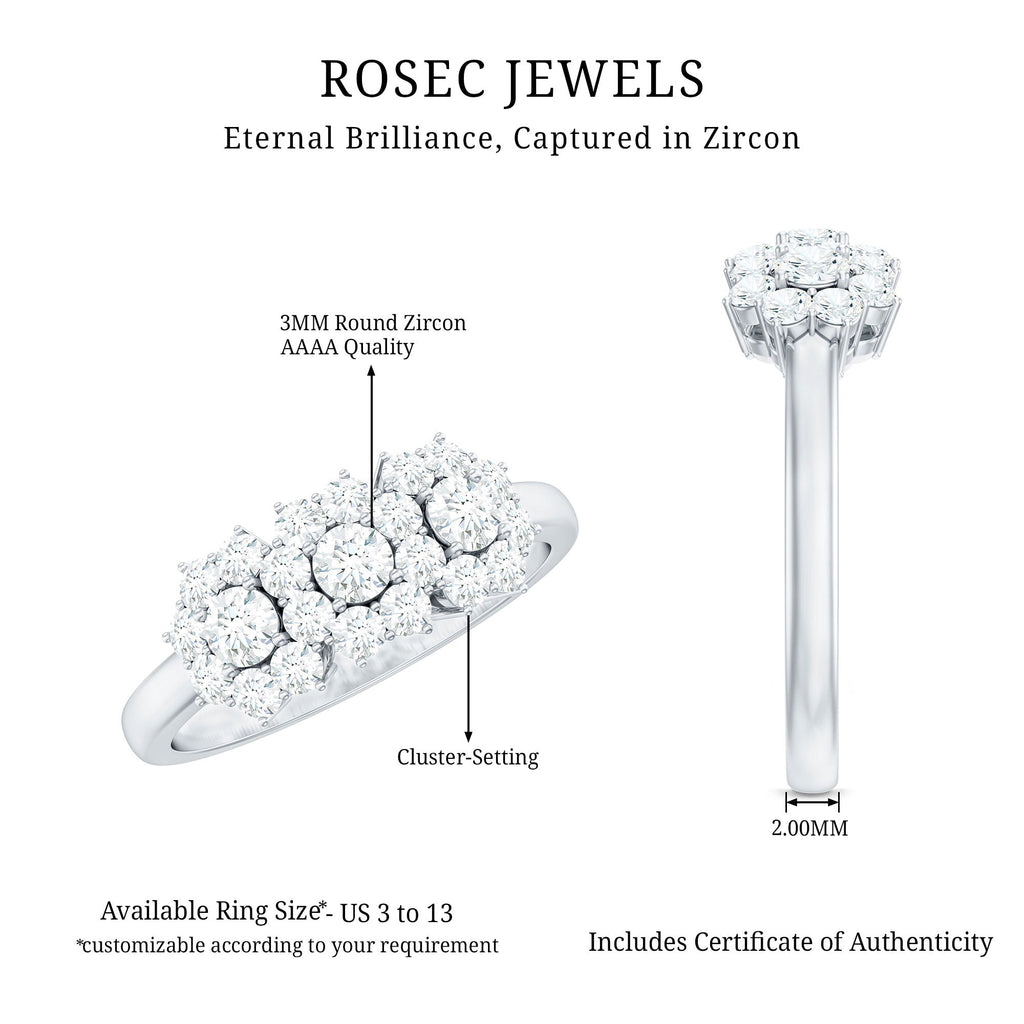 Cubic Zirconia Floral Cluster Engagement Ring