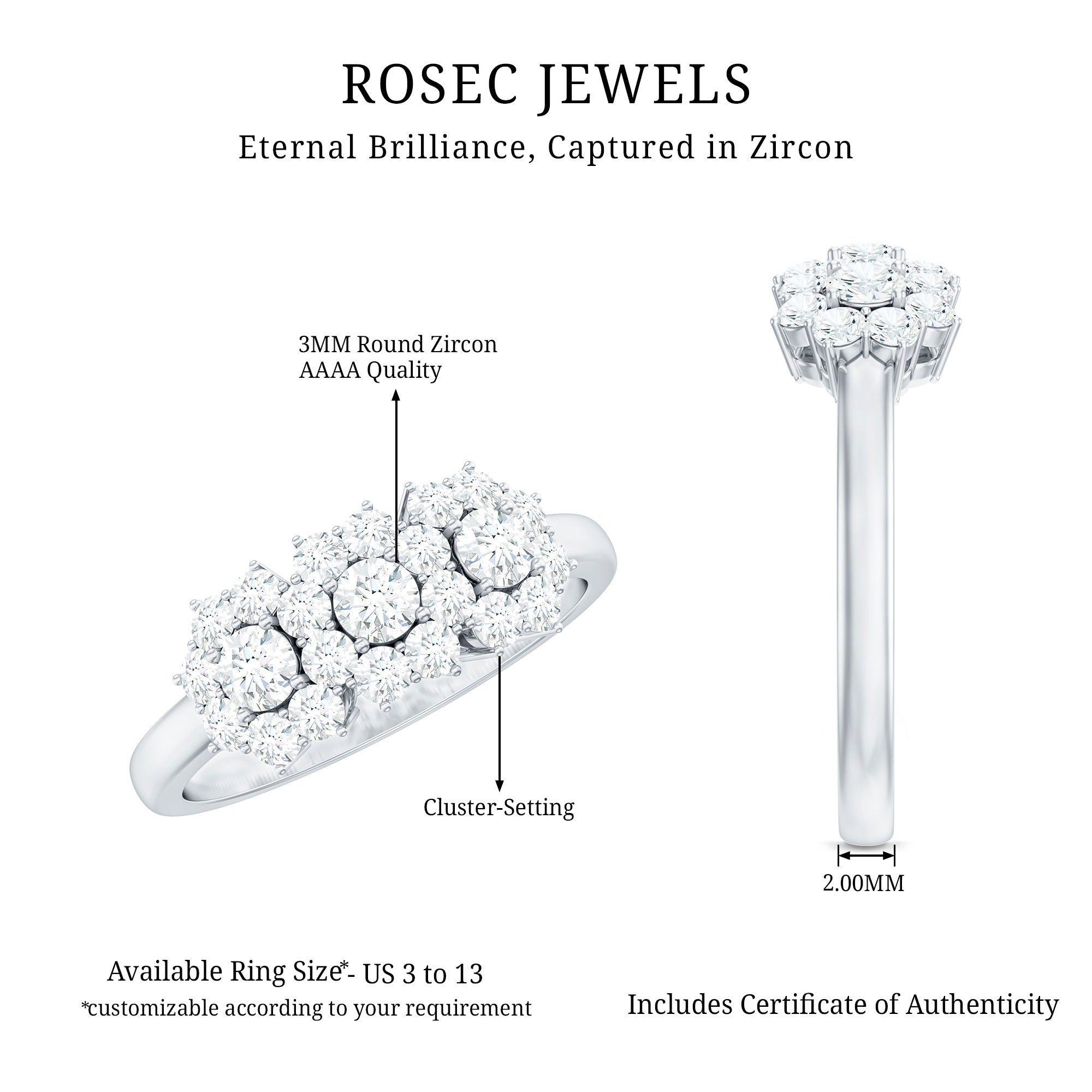 Cubic Zirconia Floral Cluster Engagement Ring