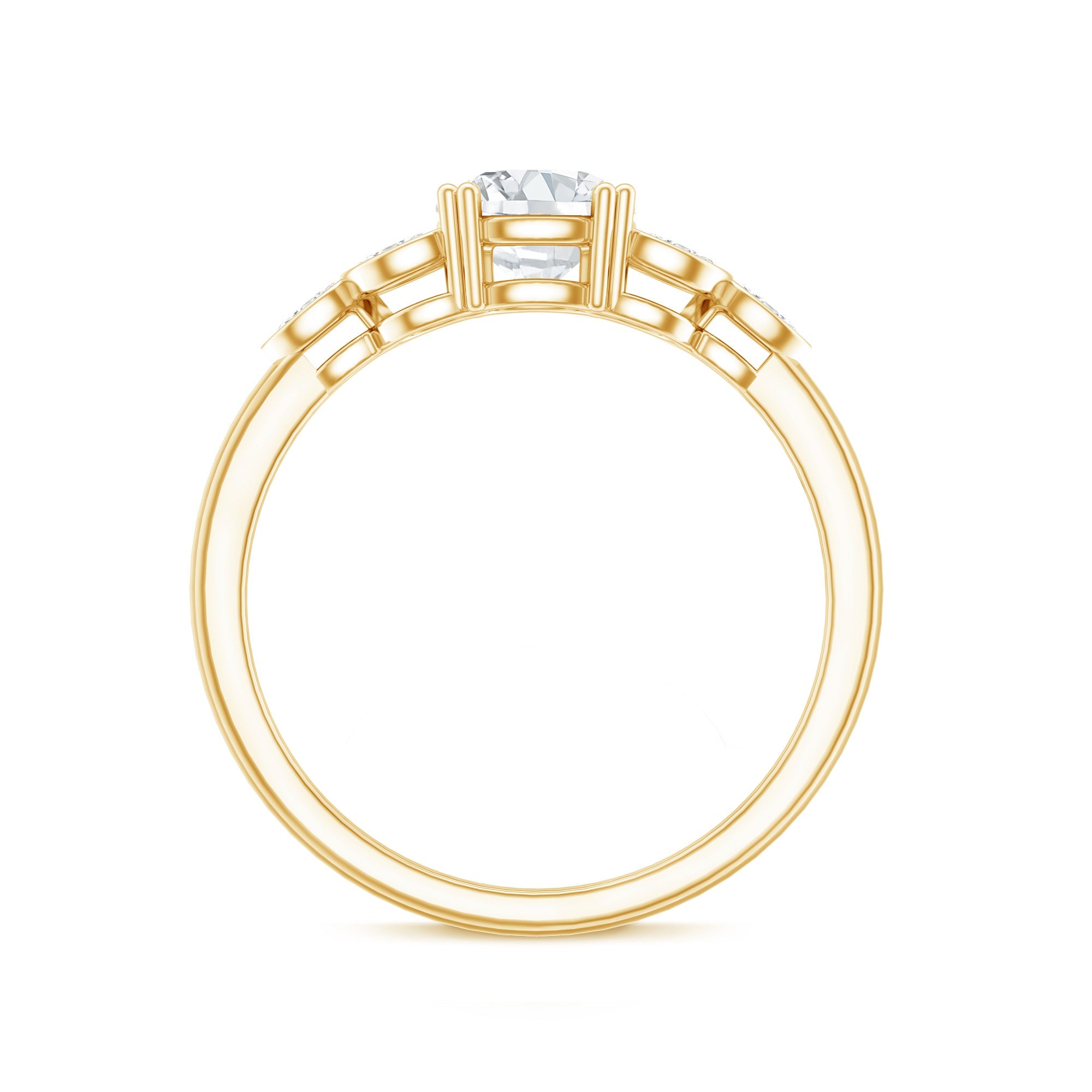 Certified Moissanite Solitaire Engagement Ring with Trio