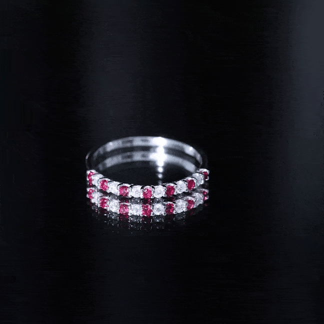 Lab Created Ruby and Diamond Stackable Band Ring